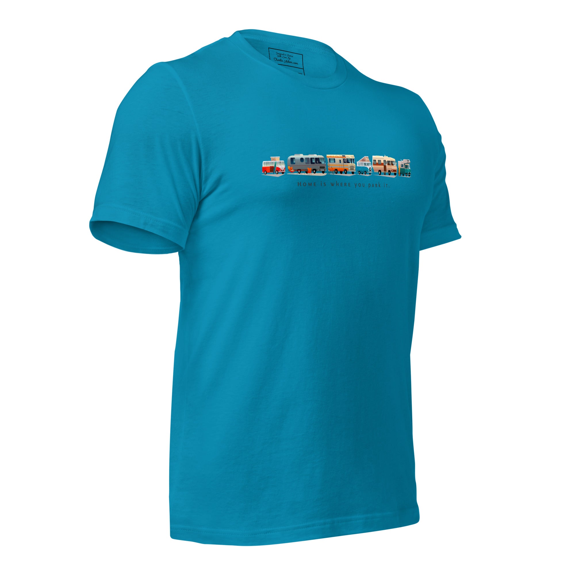 Unisex cotton t-shirt Vintage Campers on bright colors