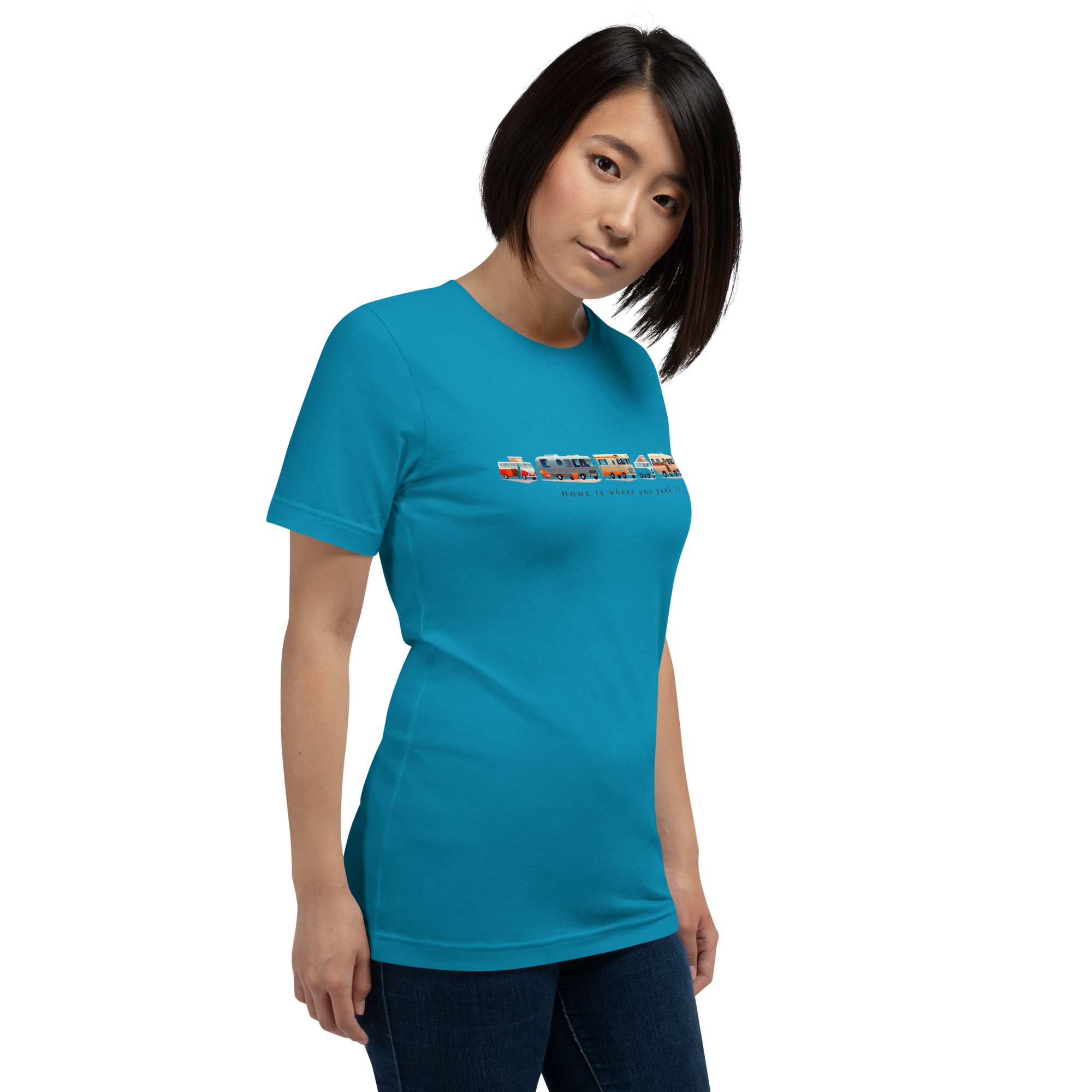 Unisex cotton t-shirt Vintage Campers on bright colors