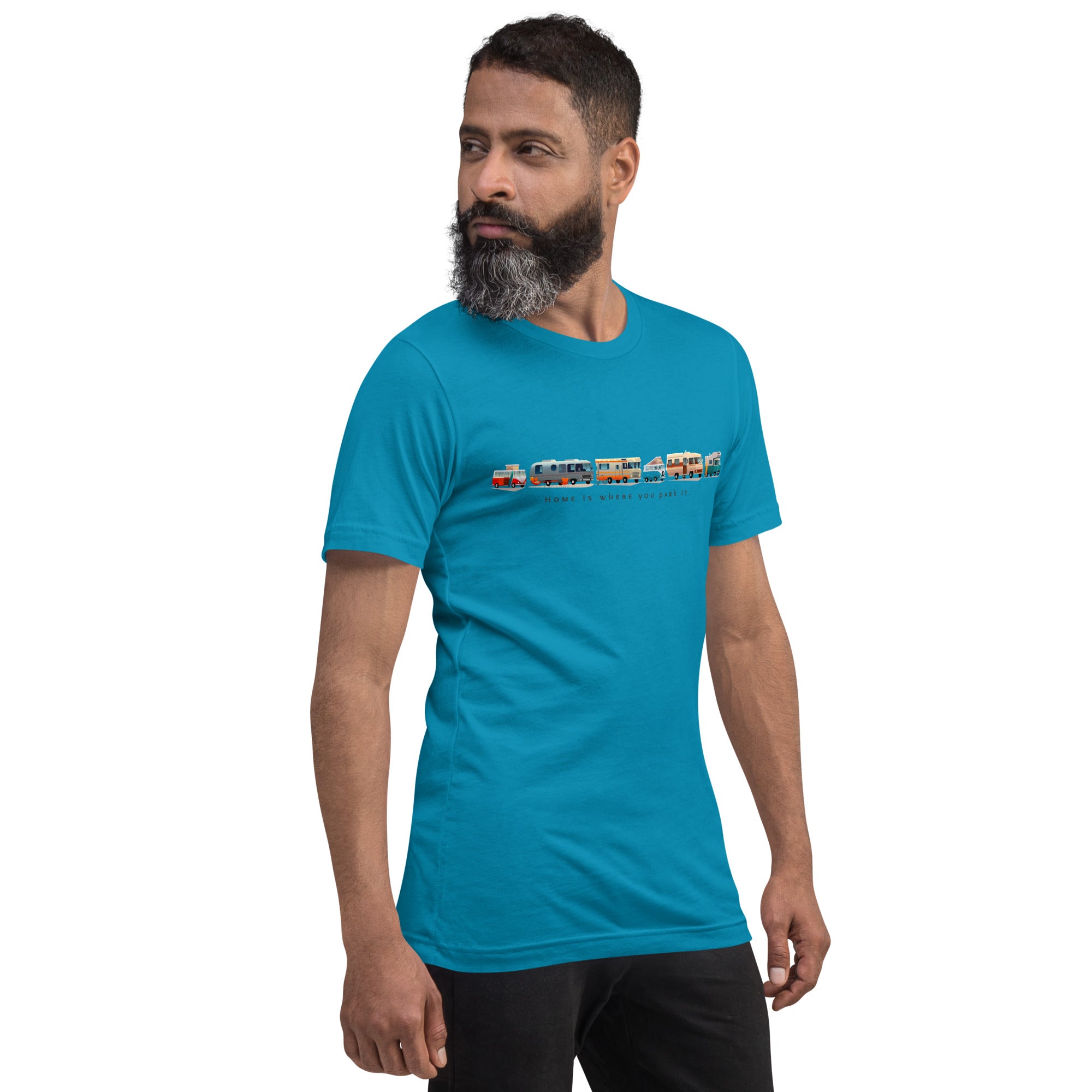 Unisex cotton t-shirt Vintage Campers on bright colors