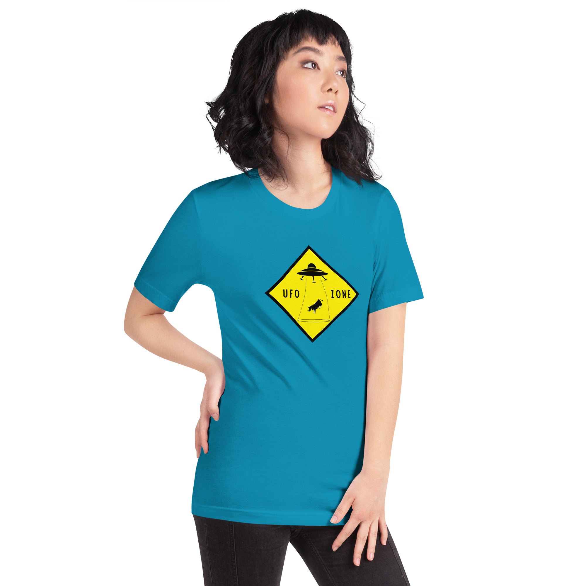 Unisex cotton t-shirt UFO Zone on bright colors