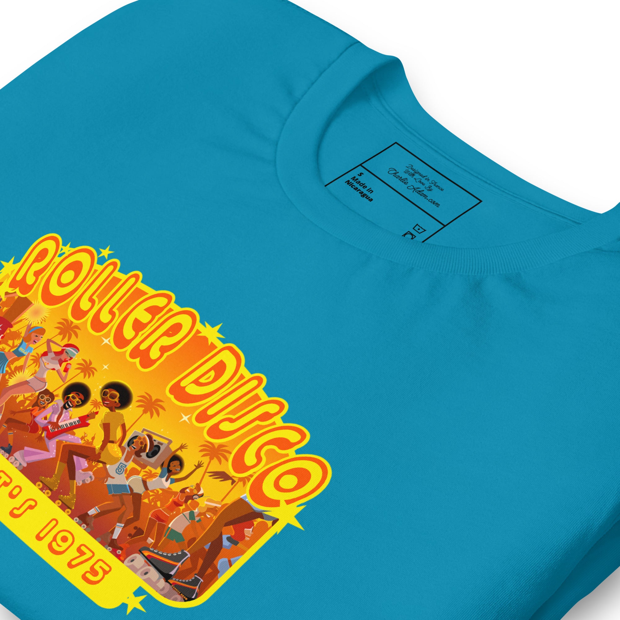 T-shirt en coton unisexe Roller Disco 1975 sur couleurs vives