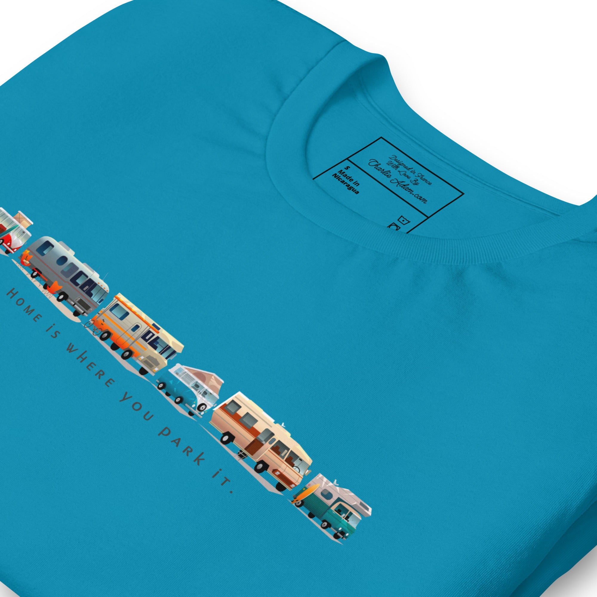 Unisex cotton t-shirt Vintage Campers on bright colors