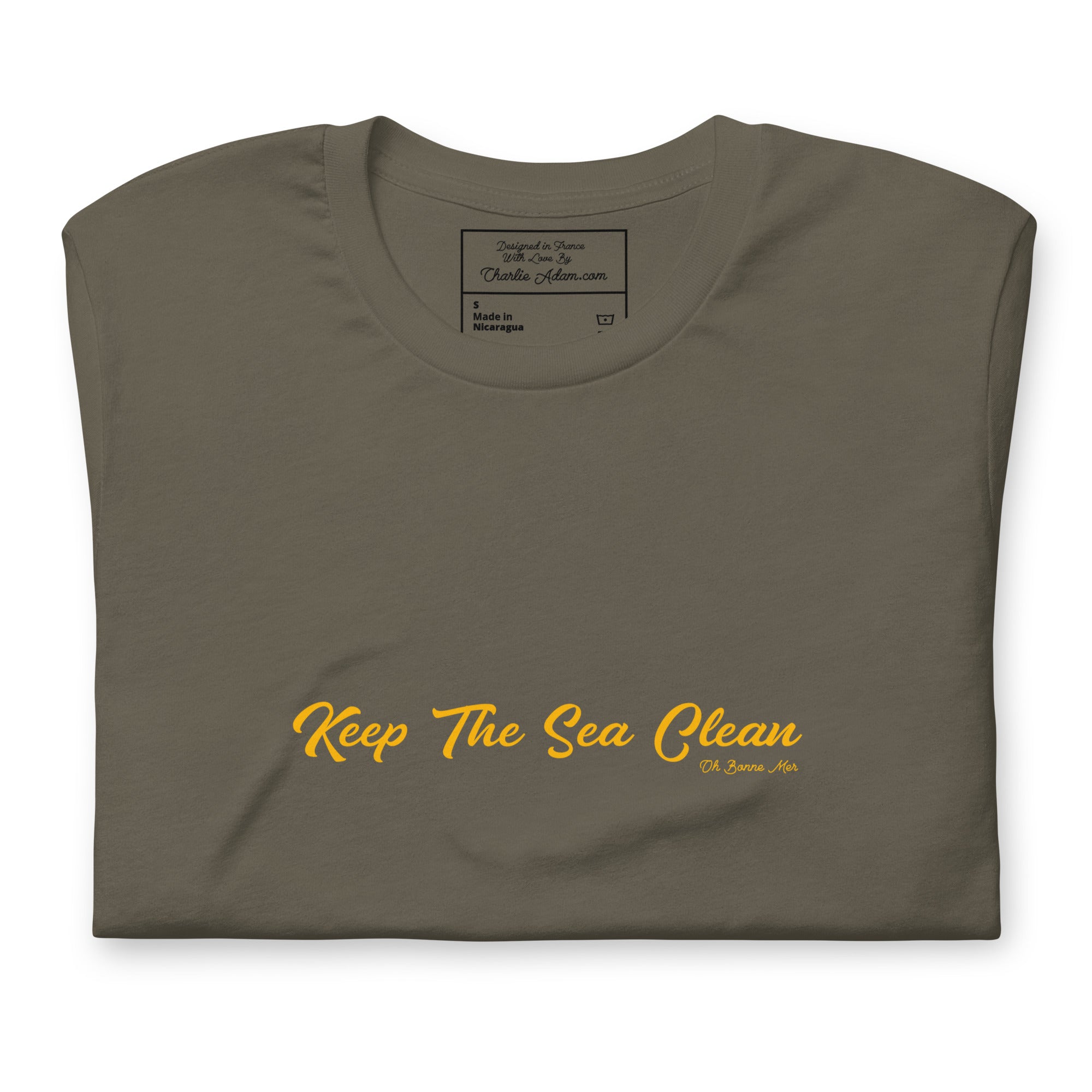 Unisex cotton t-shirt Keep The Sea Clean on greens
