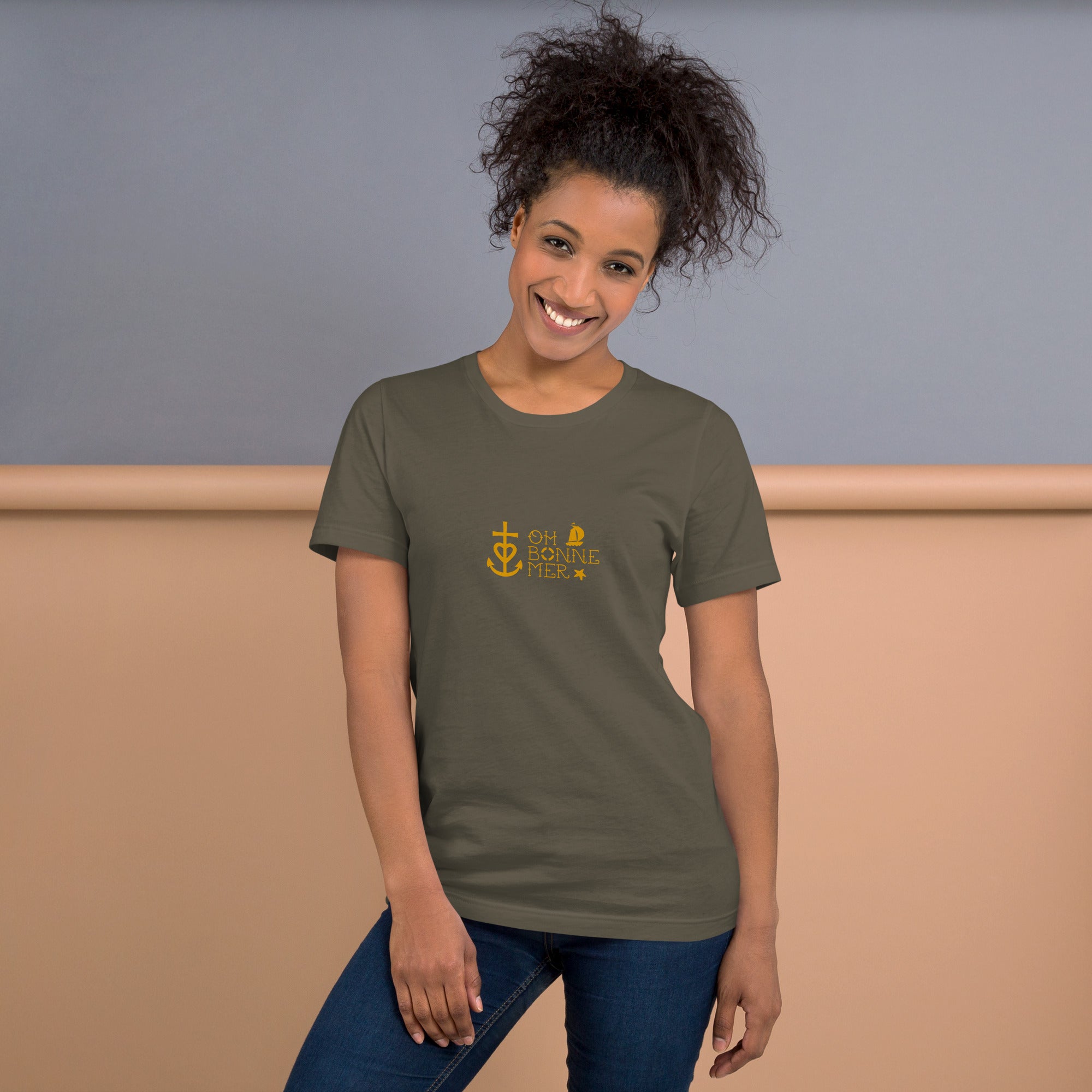 Unisex cotton t-shirt Oh Bonne Mer 2 on greens