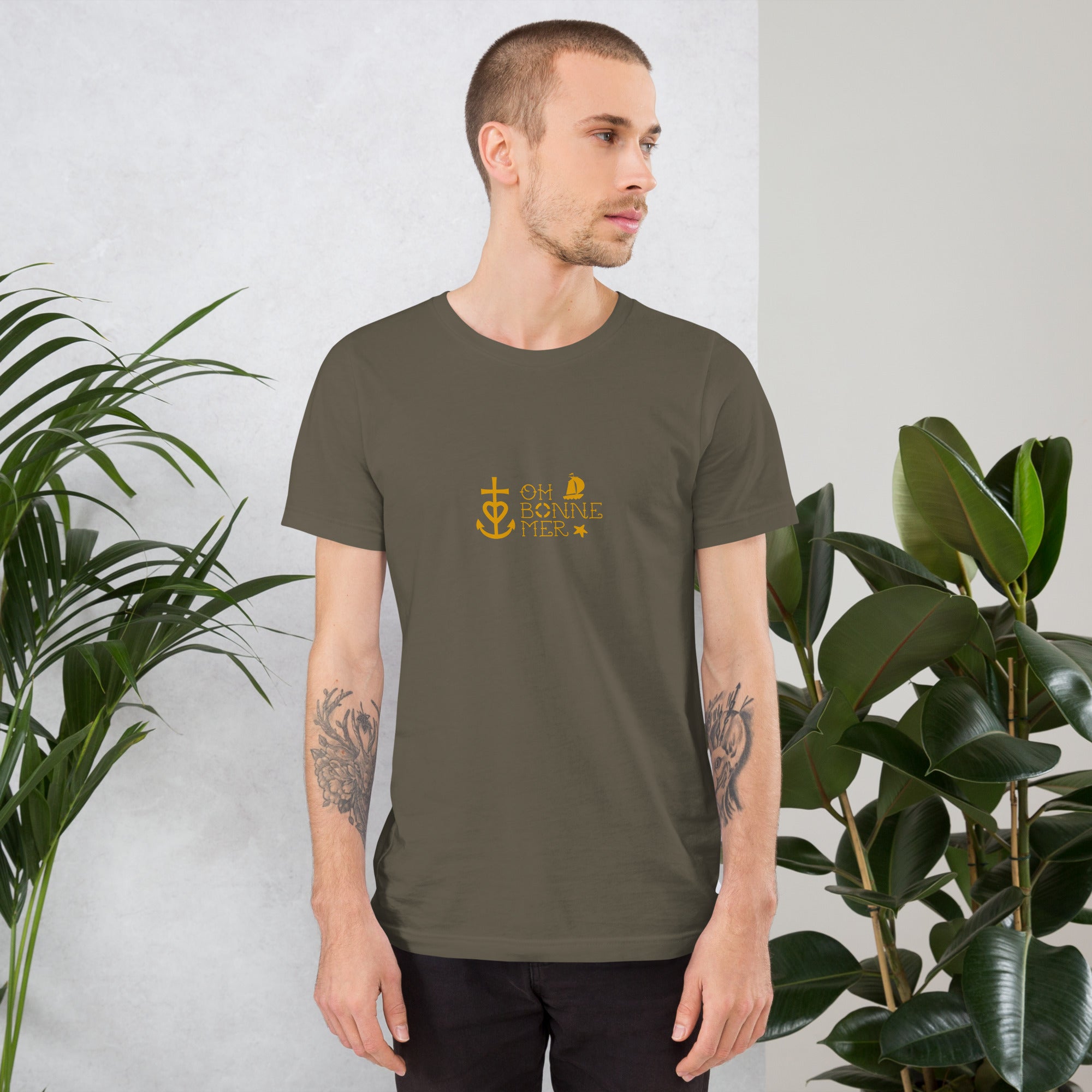 Unisex cotton t-shirt Oh Bonne Mer 2 on greens