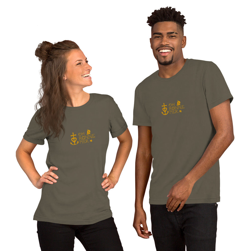 Unisex cotton t-shirt Oh Bonne Mer 2 on greens