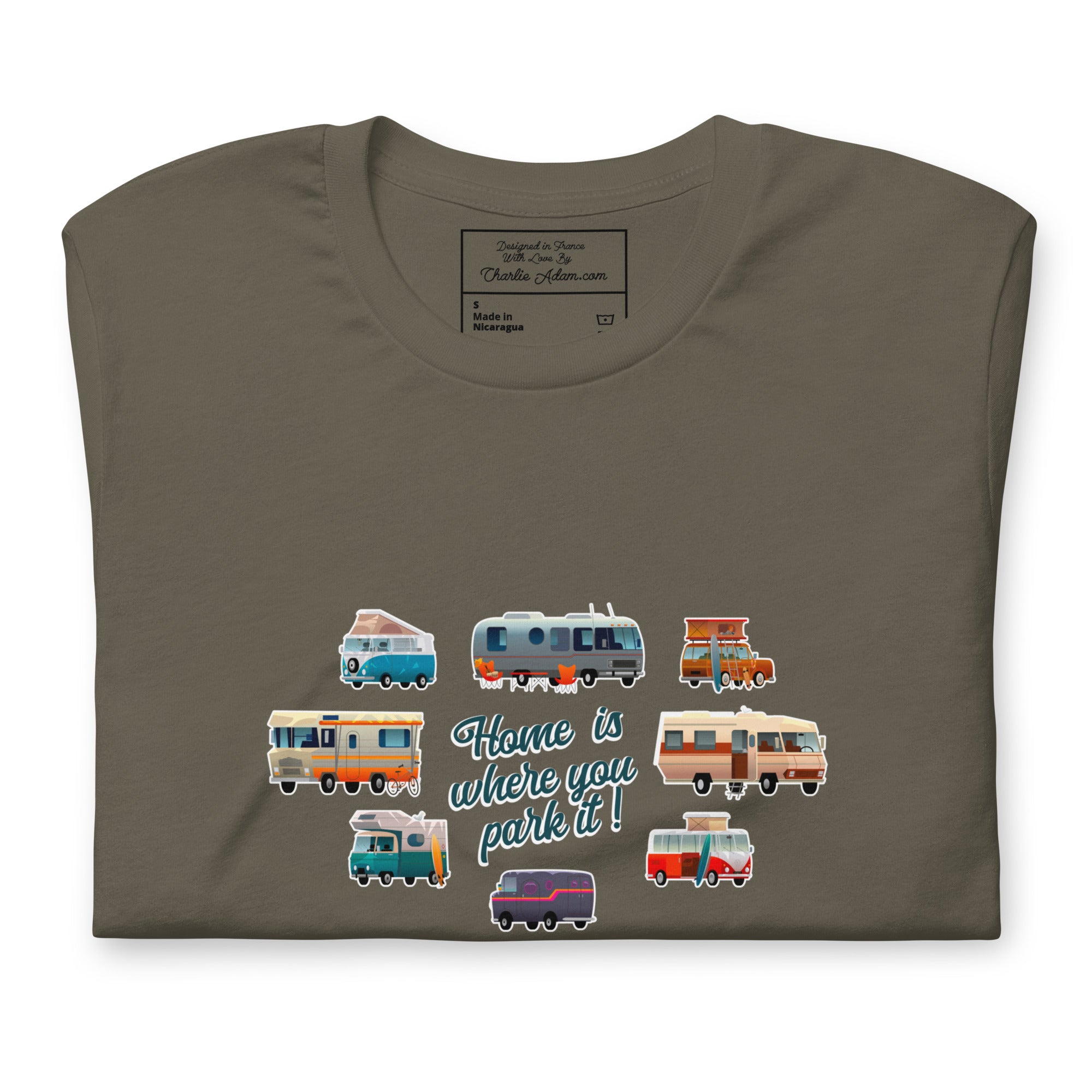 Unisex t-shirt Square Vintage Campers on greens