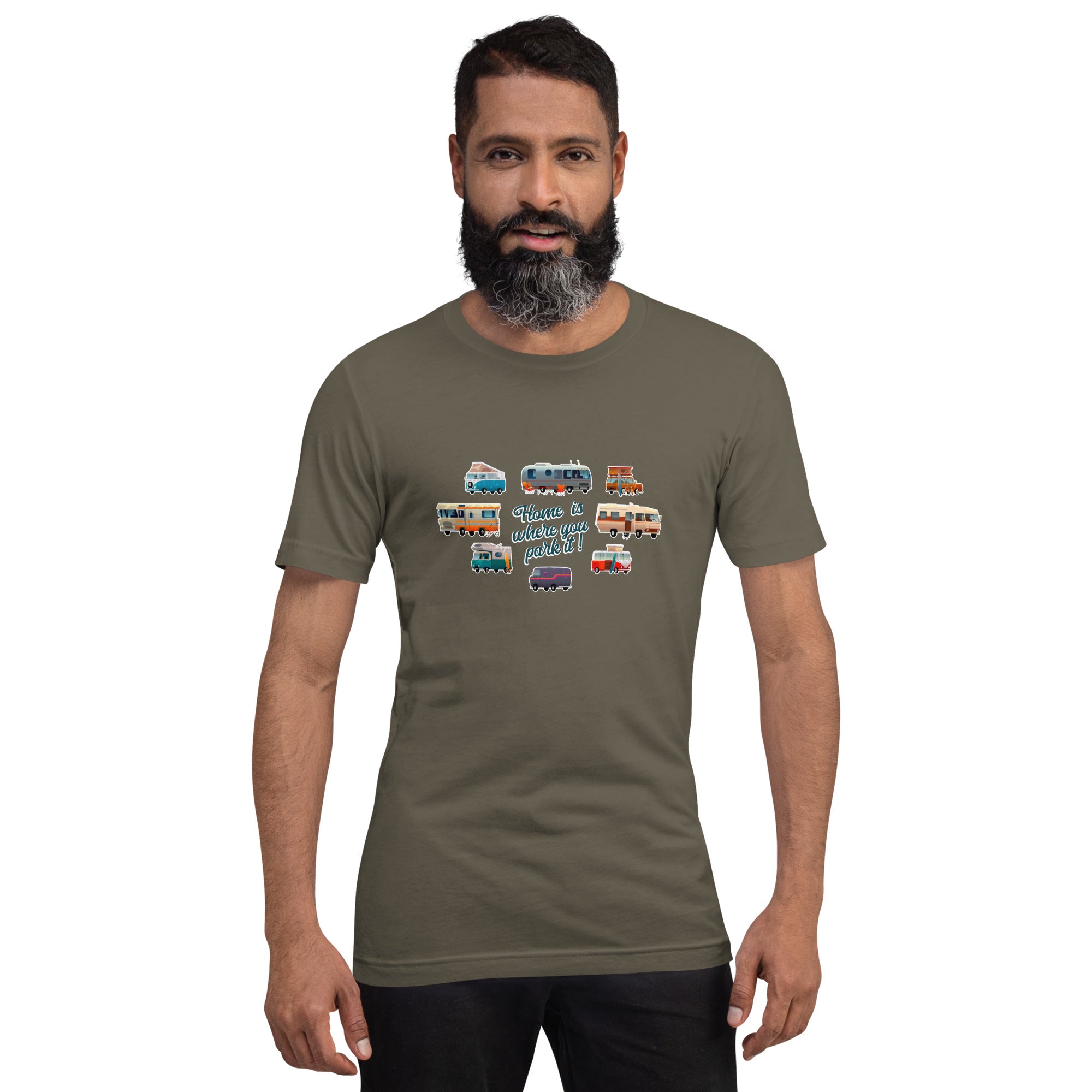 Unisex t-shirt Square Vintage Campers on greens