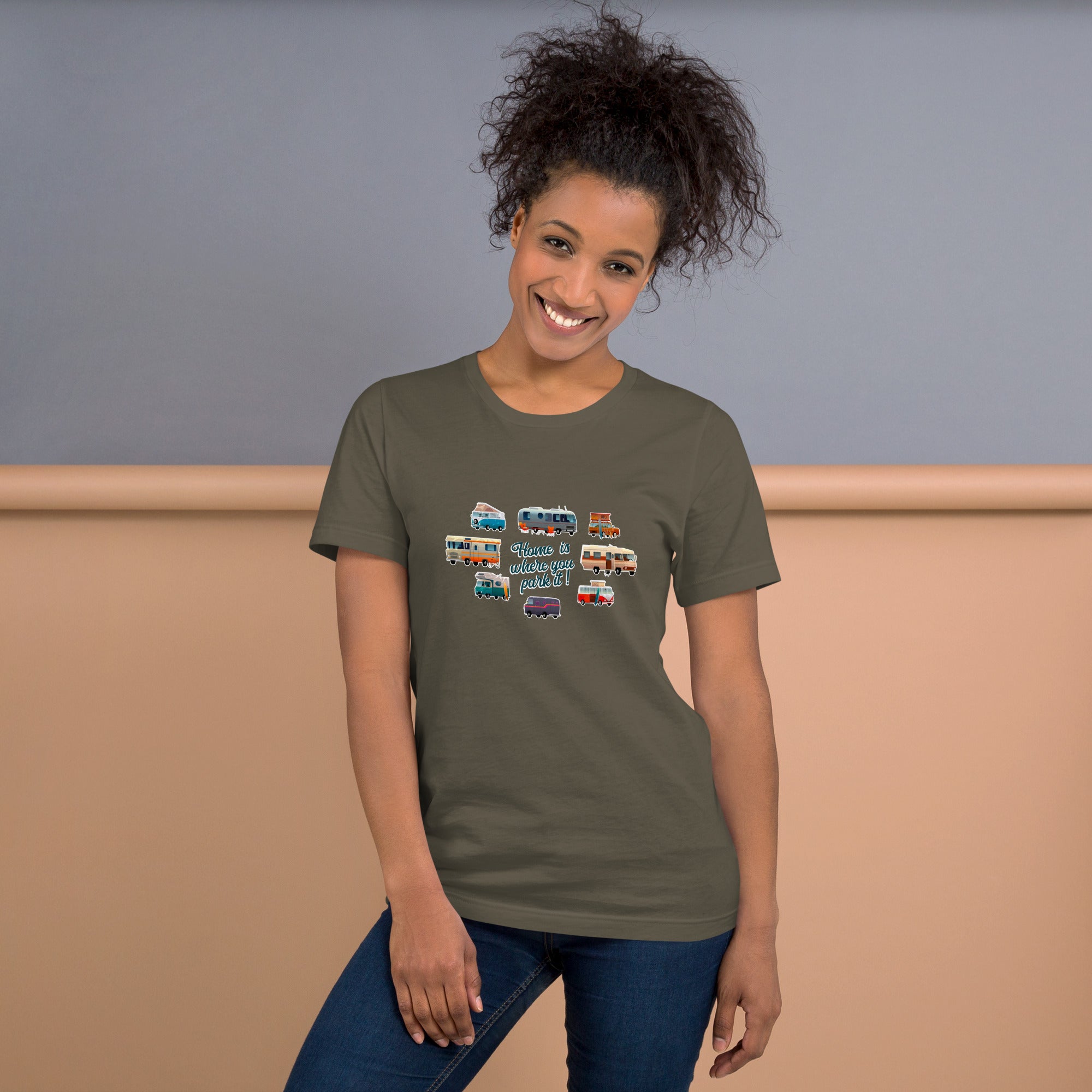 Unisex t-shirt Square Vintage Campers on greens