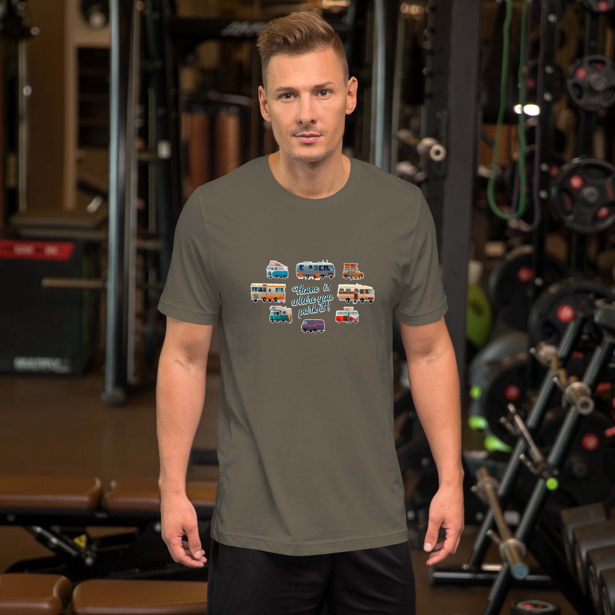 Unisex t-shirt Square Vintage Campers on greens