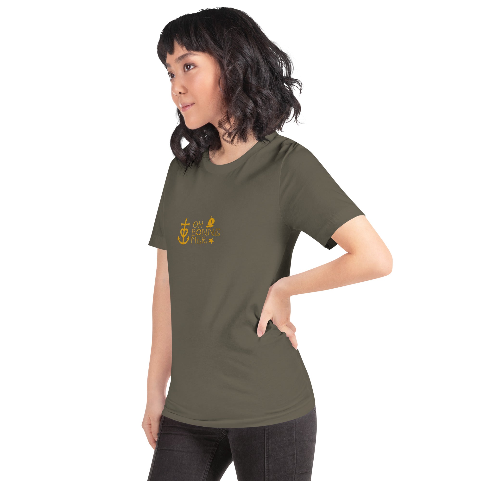 Unisex cotton t-shirt Oh Bonne Mer 2 on greens