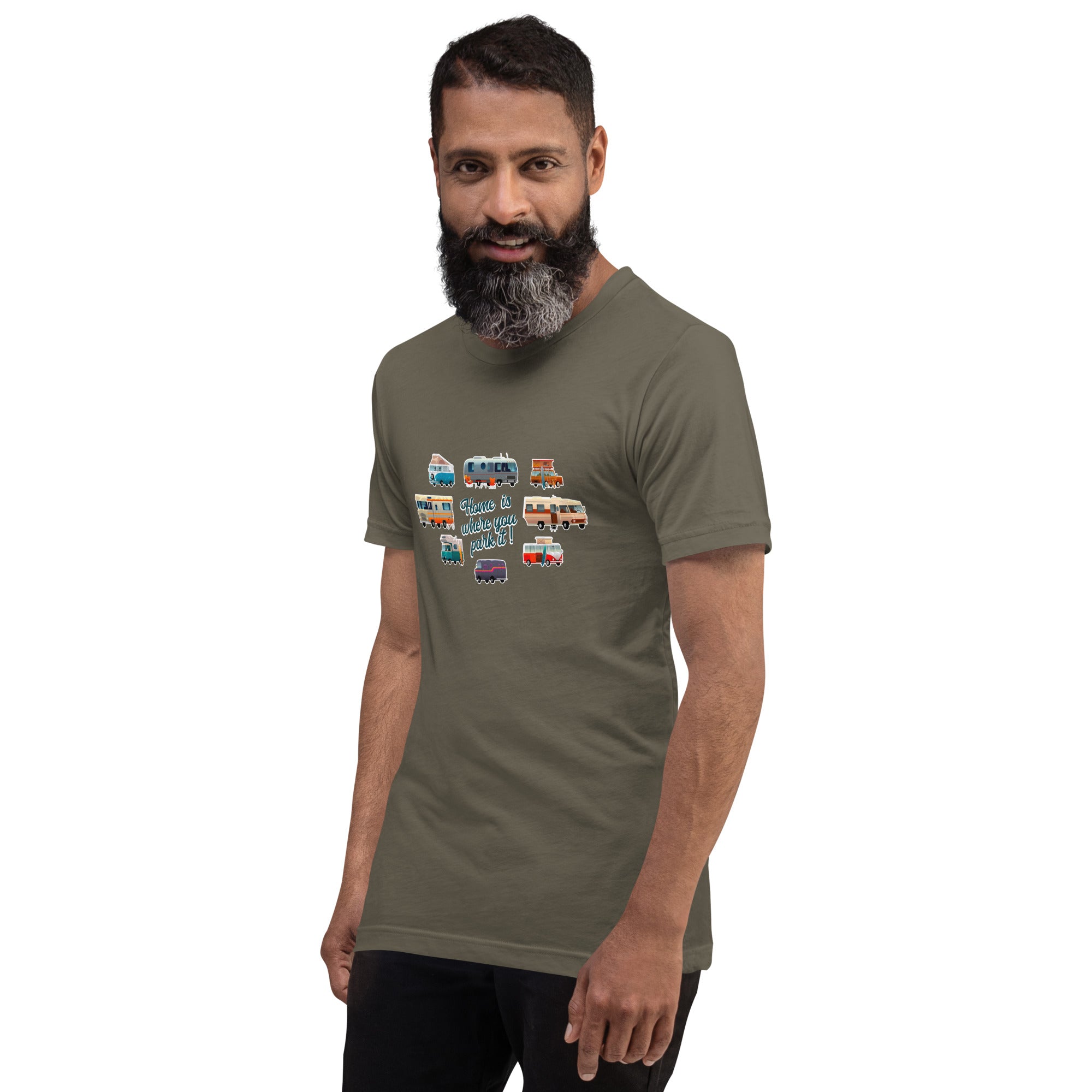 Unisex t-shirt Square Vintage Campers on greens