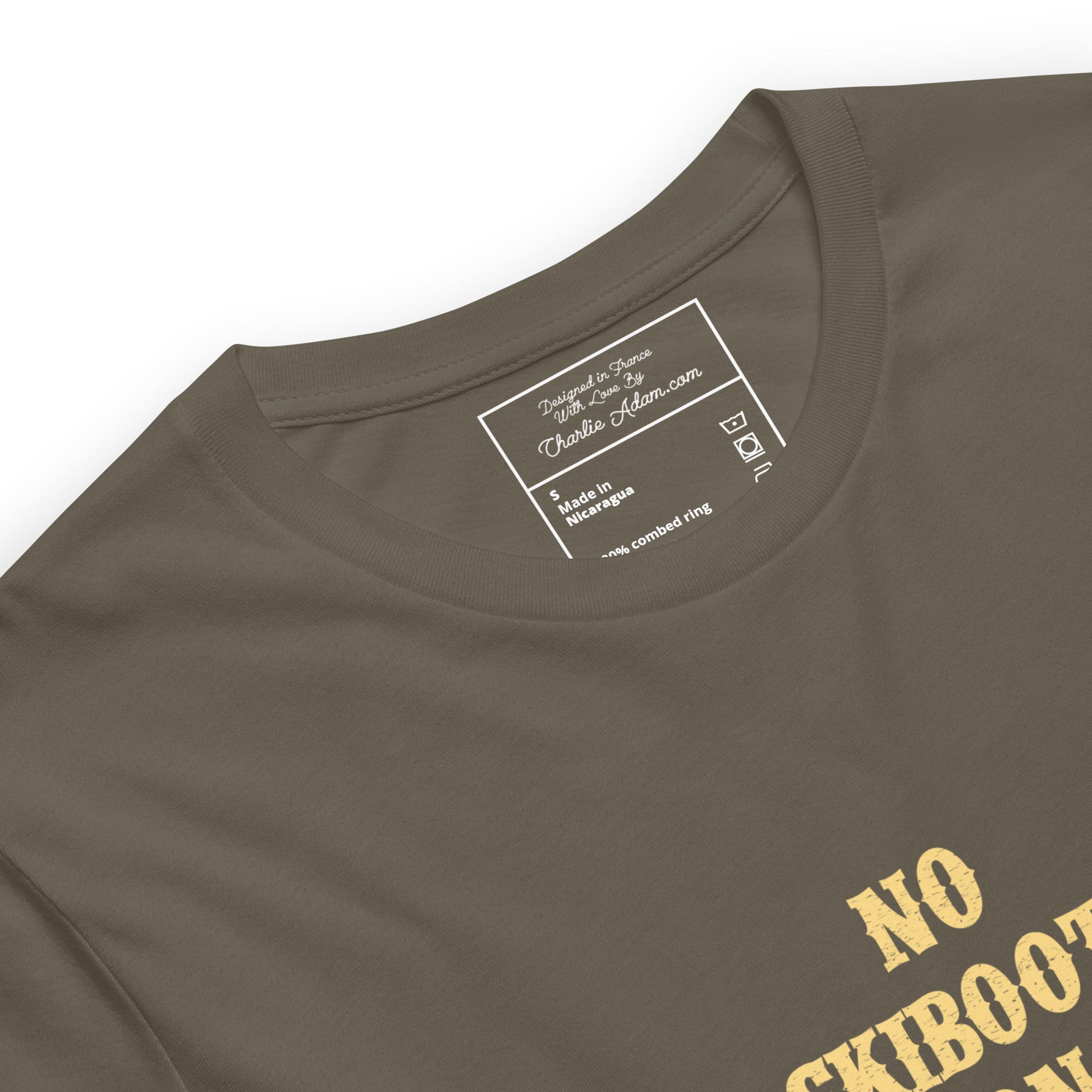 T-shirt en coton unisexe No Skiboots on Dancefloor sur couleurs foncées