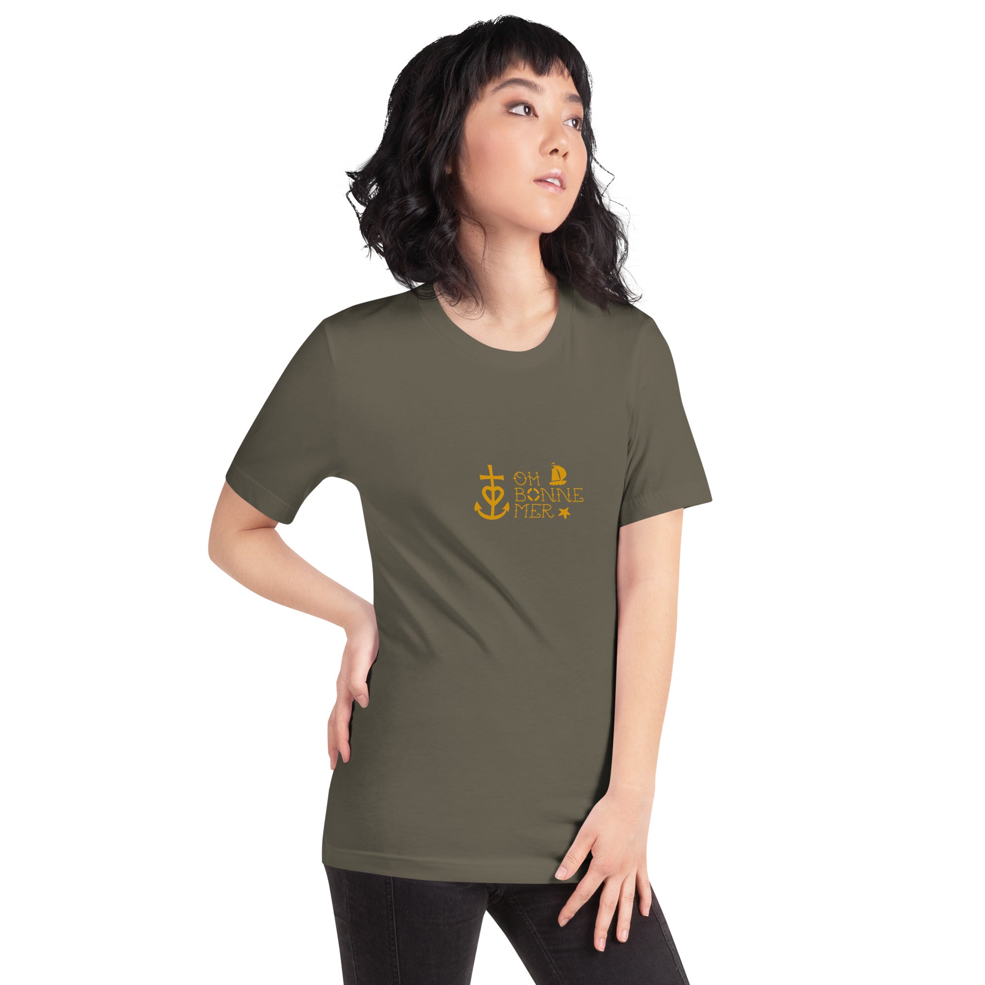 Unisex cotton t-shirt Oh Bonne Mer 2 on greens