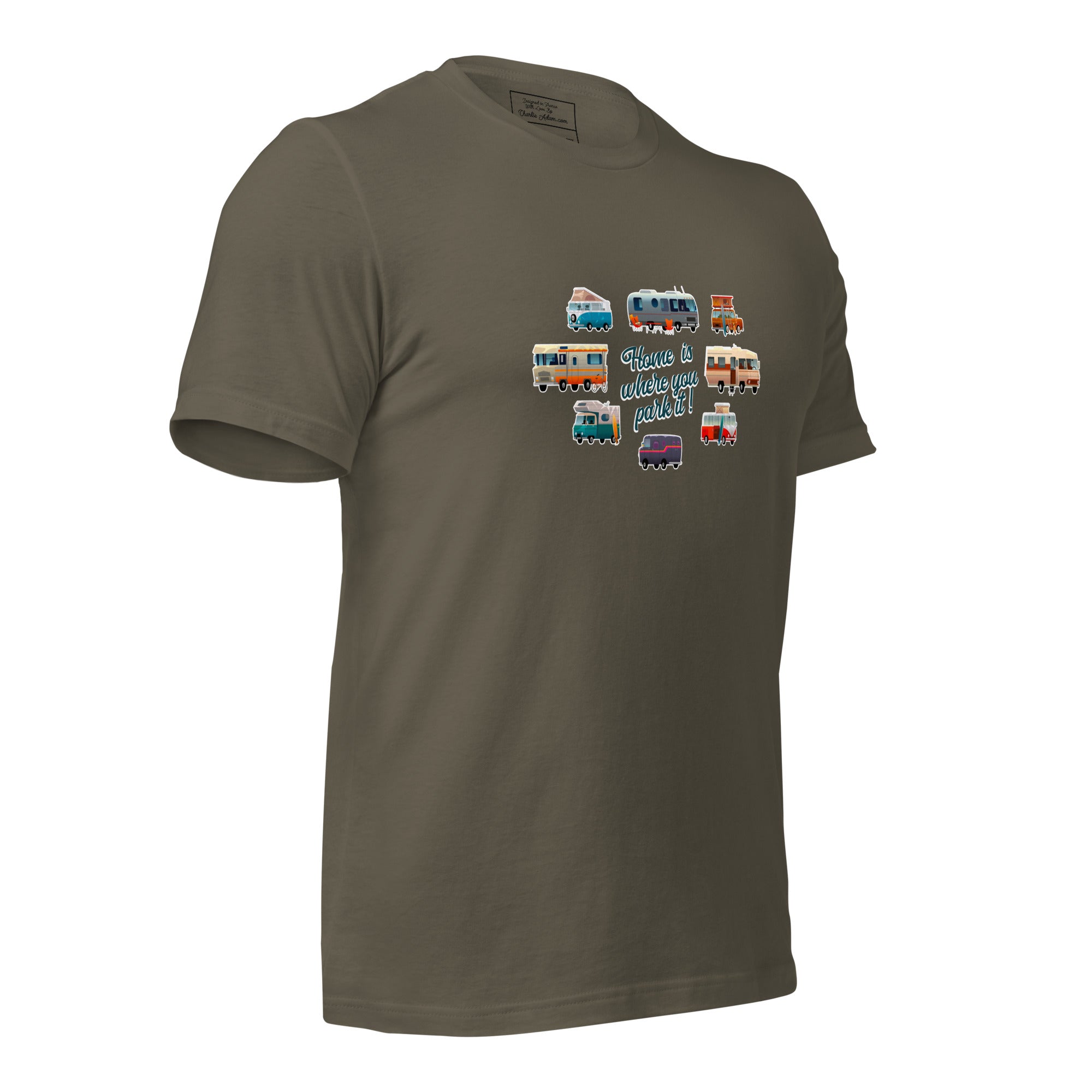 Unisex t-shirt Square Vintage Campers on greens