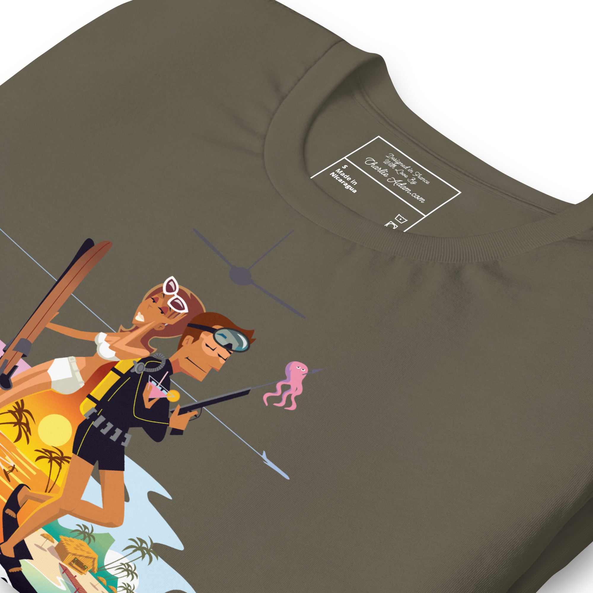 Unisex cotton t-shirt License to Chill Vamos a la Playa on Green
