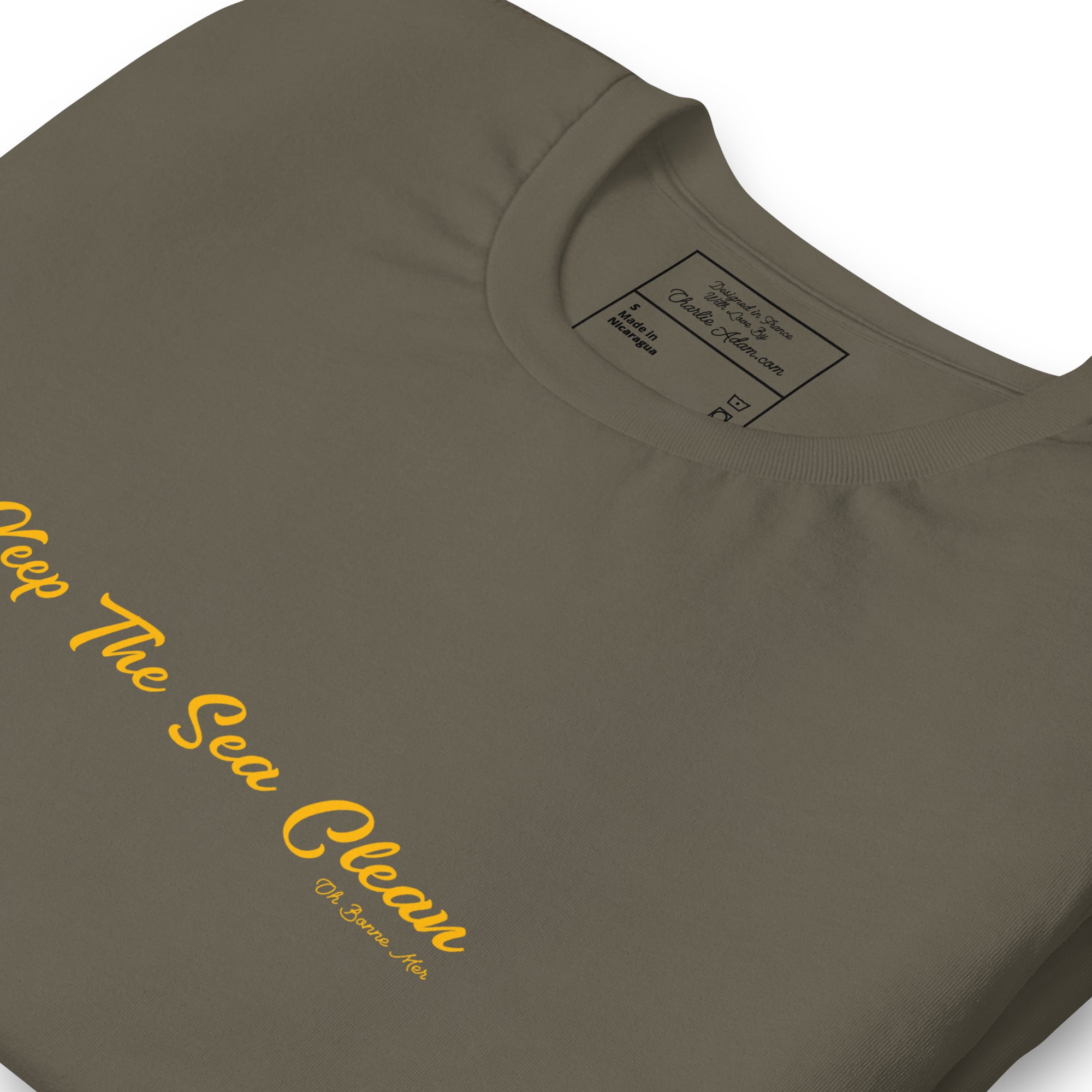 Unisex cotton t-shirt Keep The Sea Clean on greens