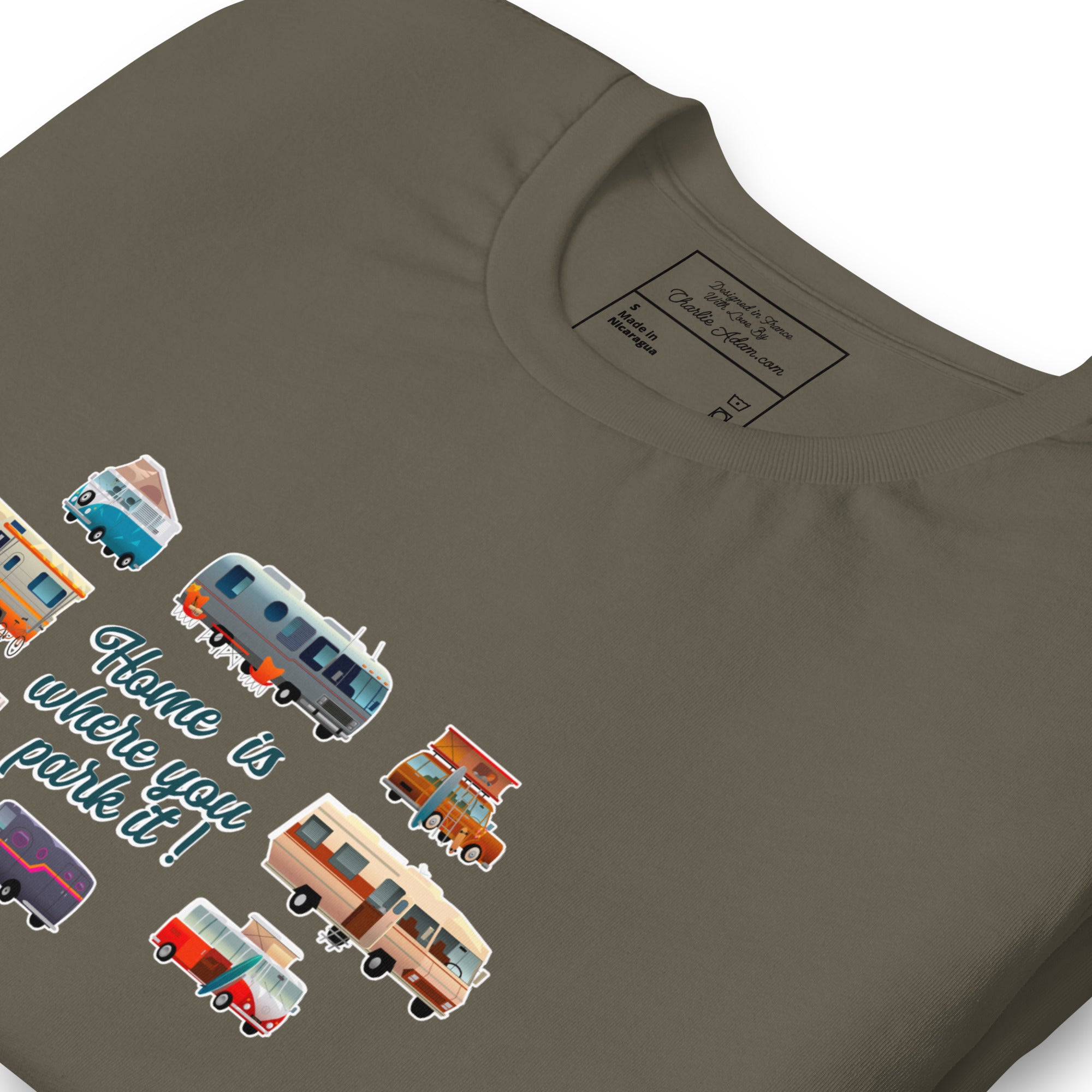 Unisex t-shirt Square Vintage Campers on greens