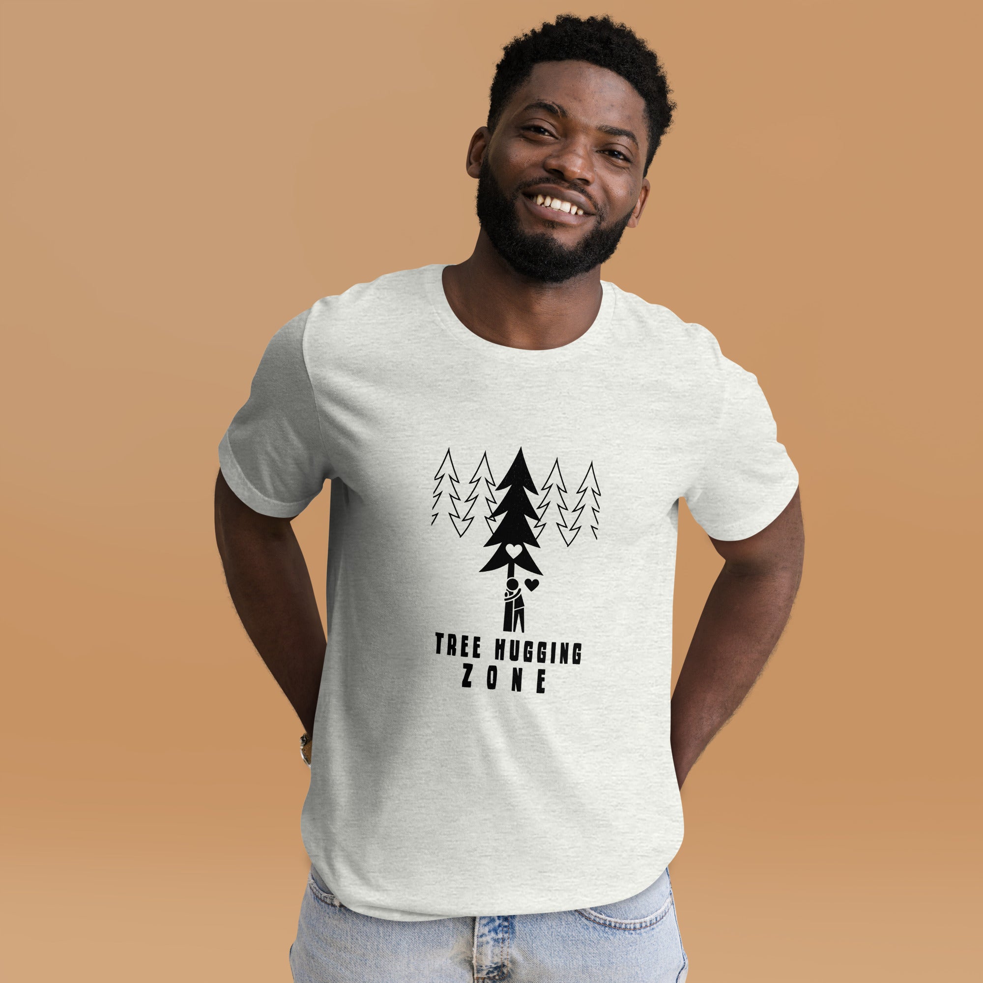 Unisex t-shirt Tree hugging zone on light heather colors