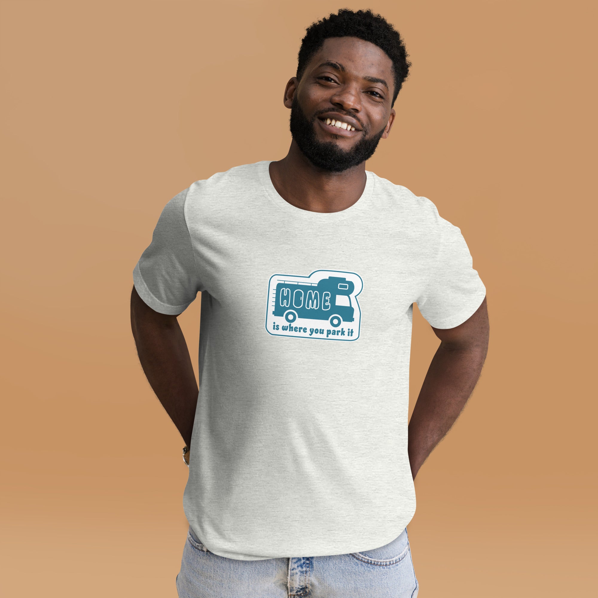 Unisex cotton t-shirt Bold Camper Van on light heather colors