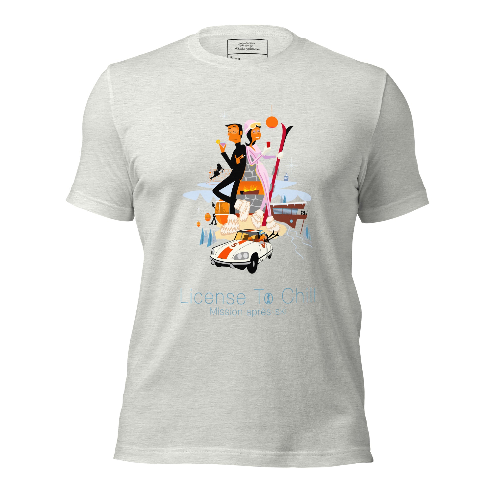 T-shirt en coton unisexe License To Chill Mission Après-Ski sur couleurs claires