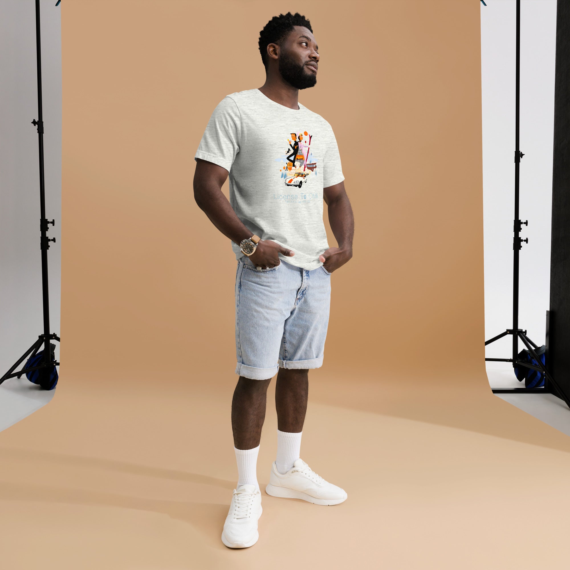 T-shirt en coton unisexe License To Chill Mission Après-Ski sur couleurs claires