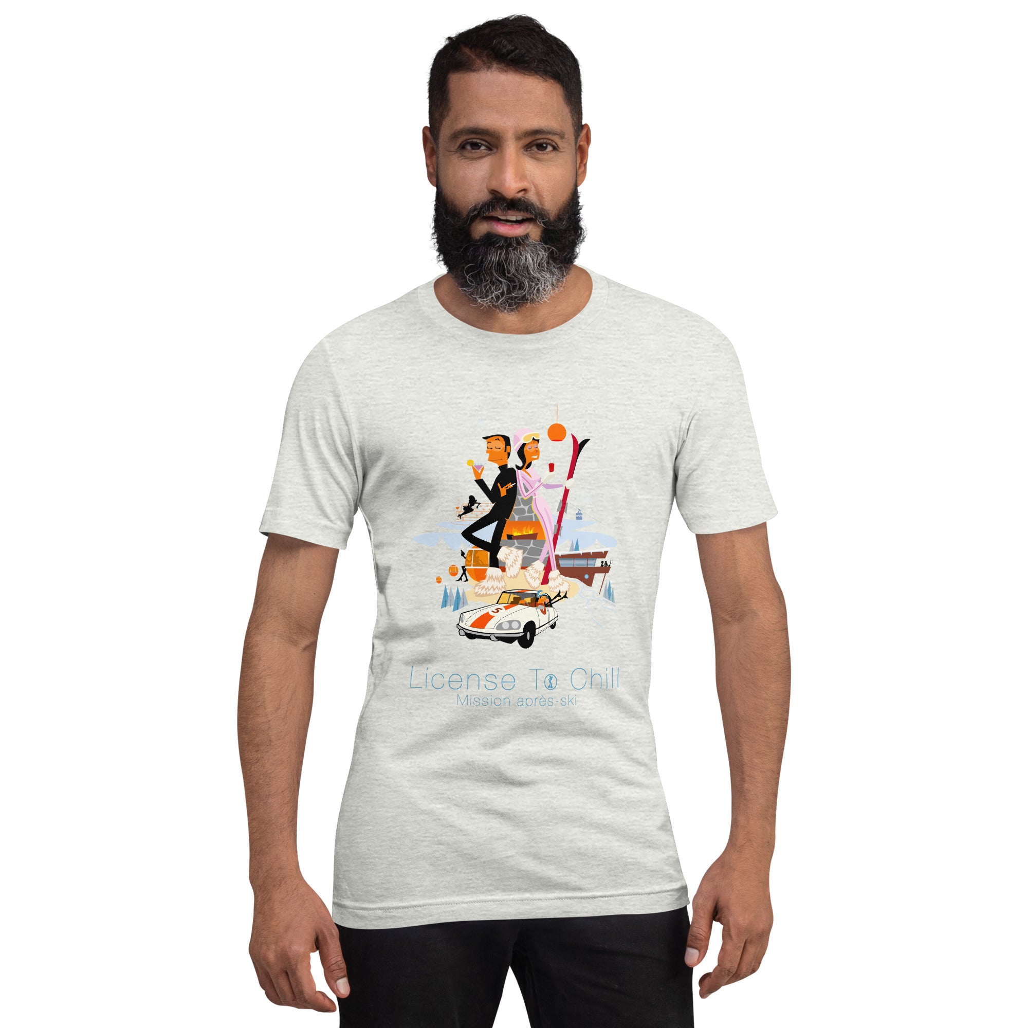 T-shirt en coton unisexe License To Chill Mission Après-Ski sur couleurs claires
