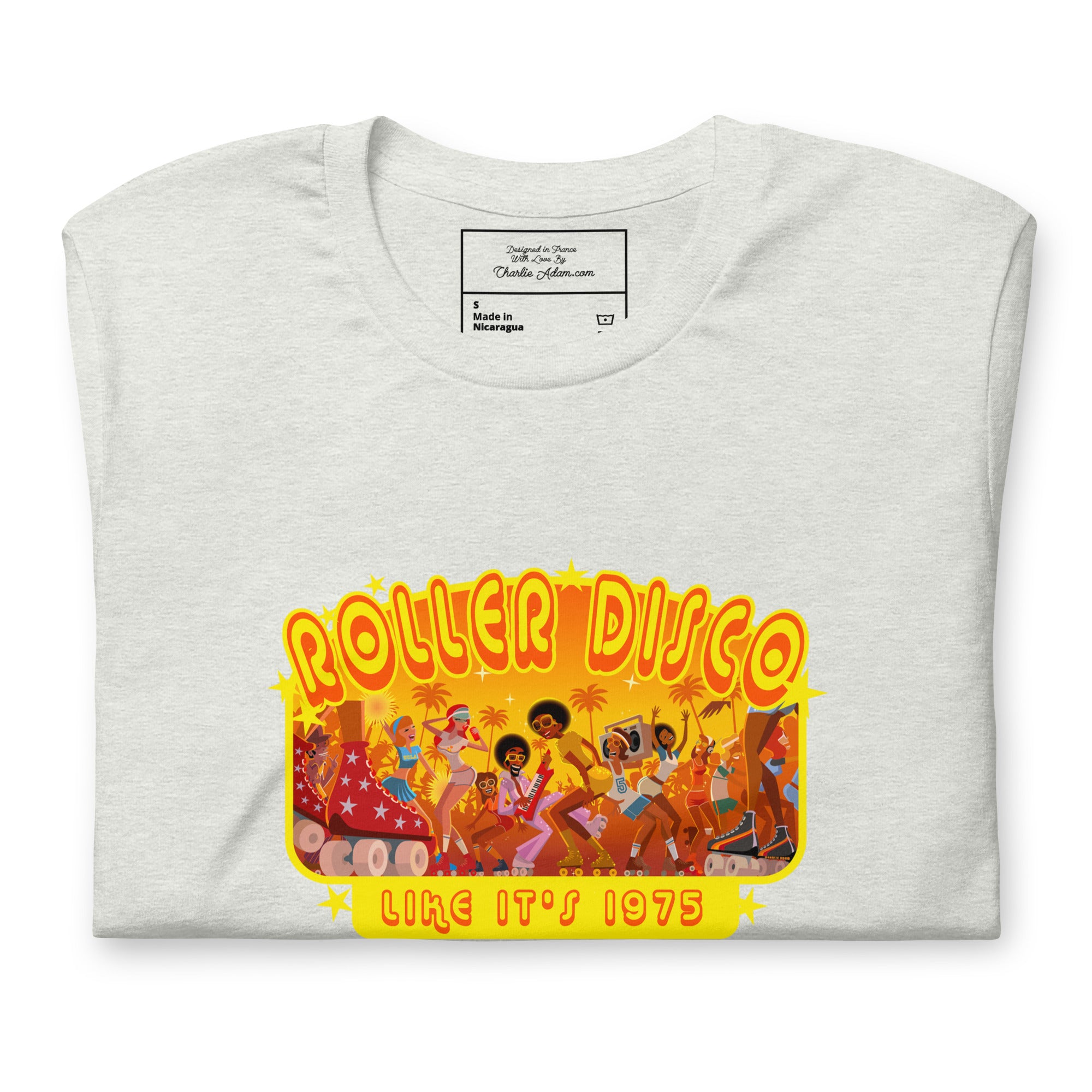 T-shirt en coton unisexe Roller Disco 1975 sur couleurs claires