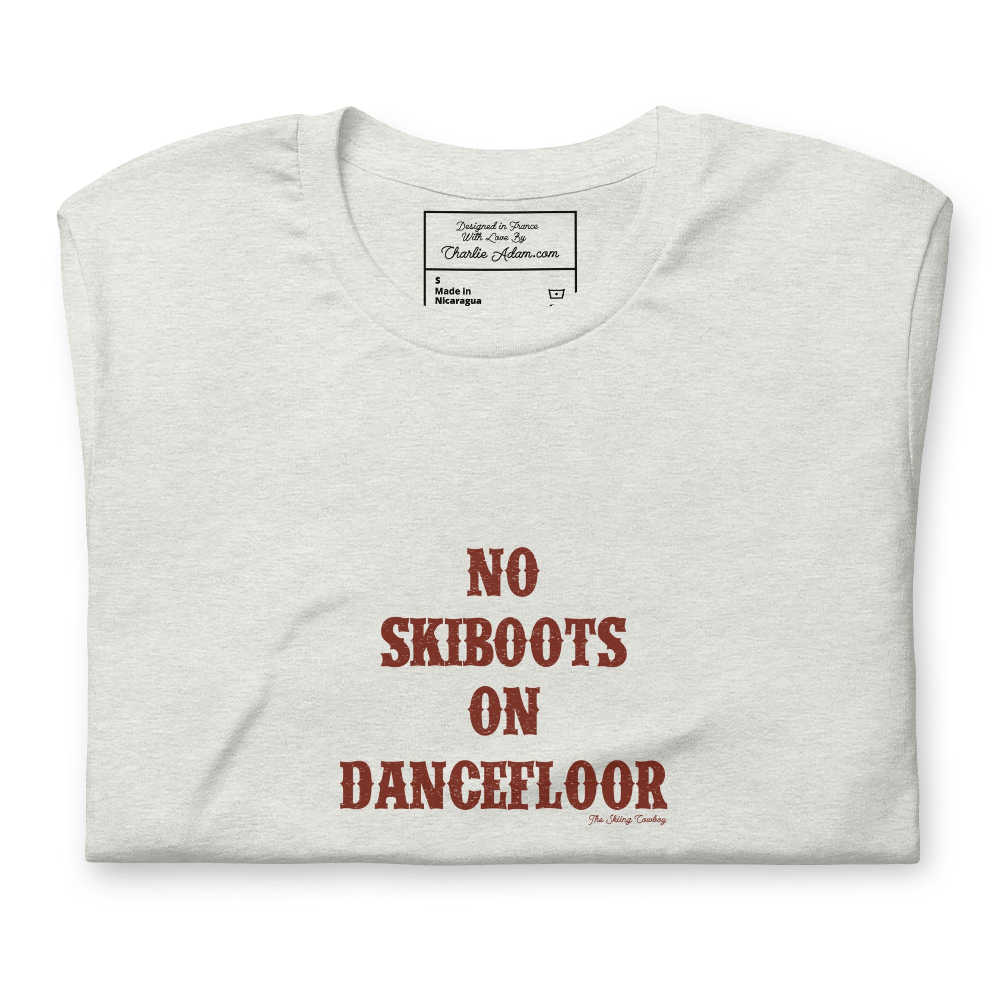 T-shirt en coton unisexe No Skiboots on Dancefloor sur couleurs claires