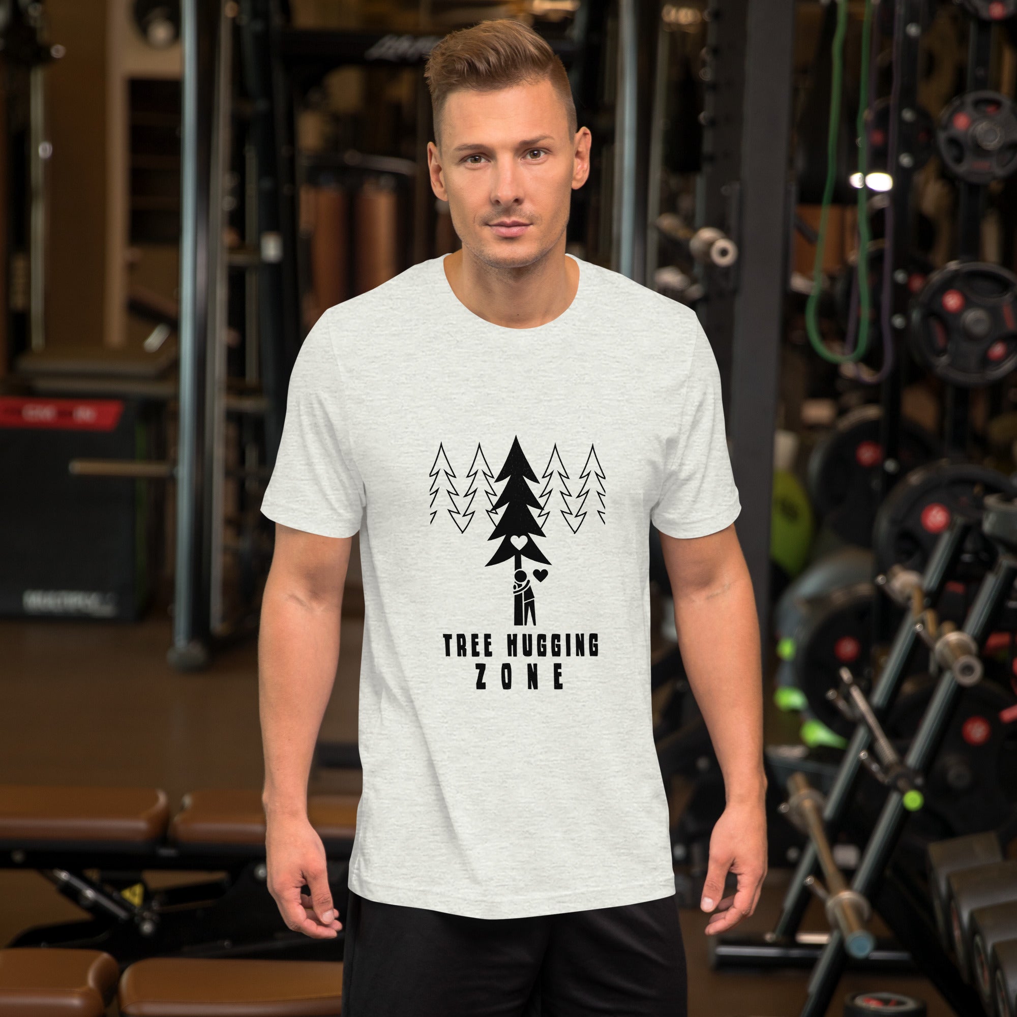 Unisex t-shirt Tree hugging zone on light heather colors