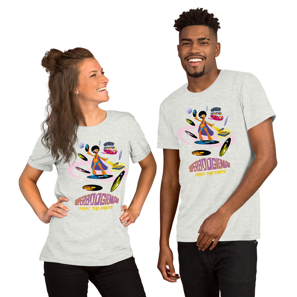 Unisex t-shirt Superboogieman saves the Party on light heather colors