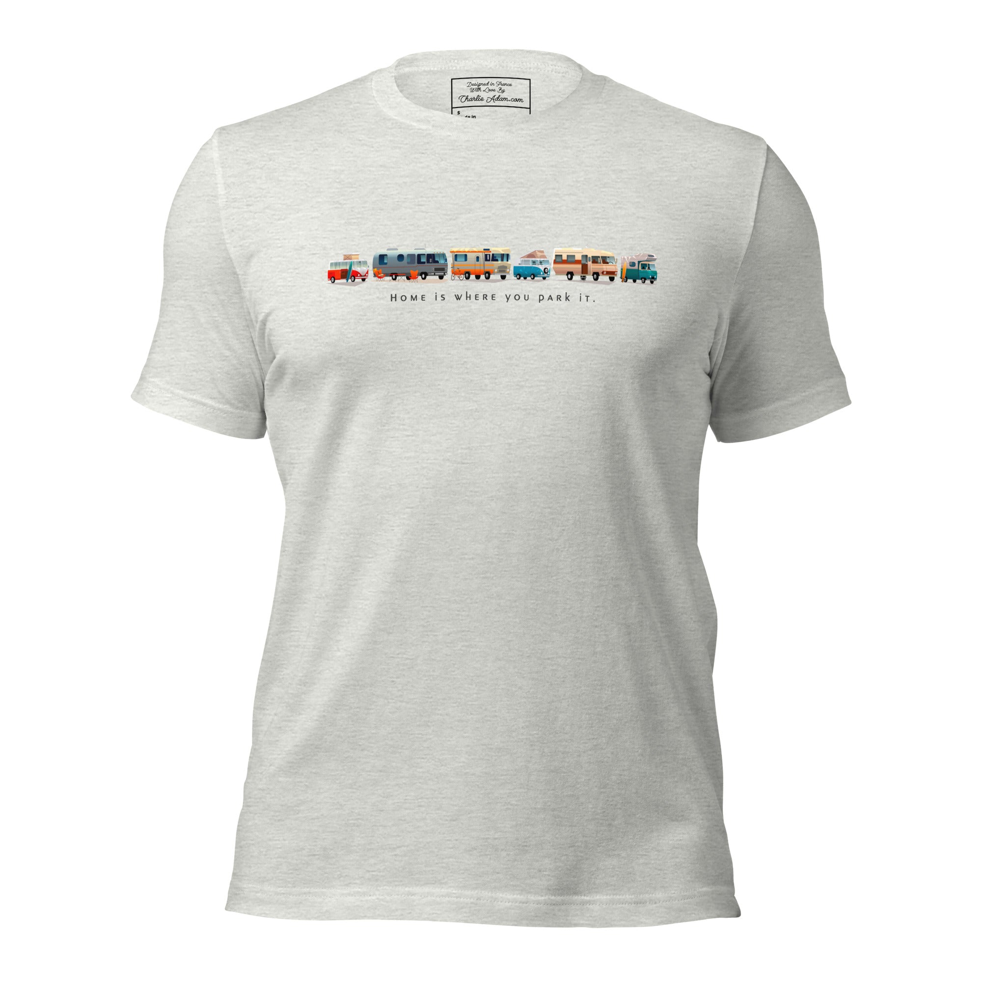 T-shirt en coton unisexe Vintage Campers sur couleurs chinées claires