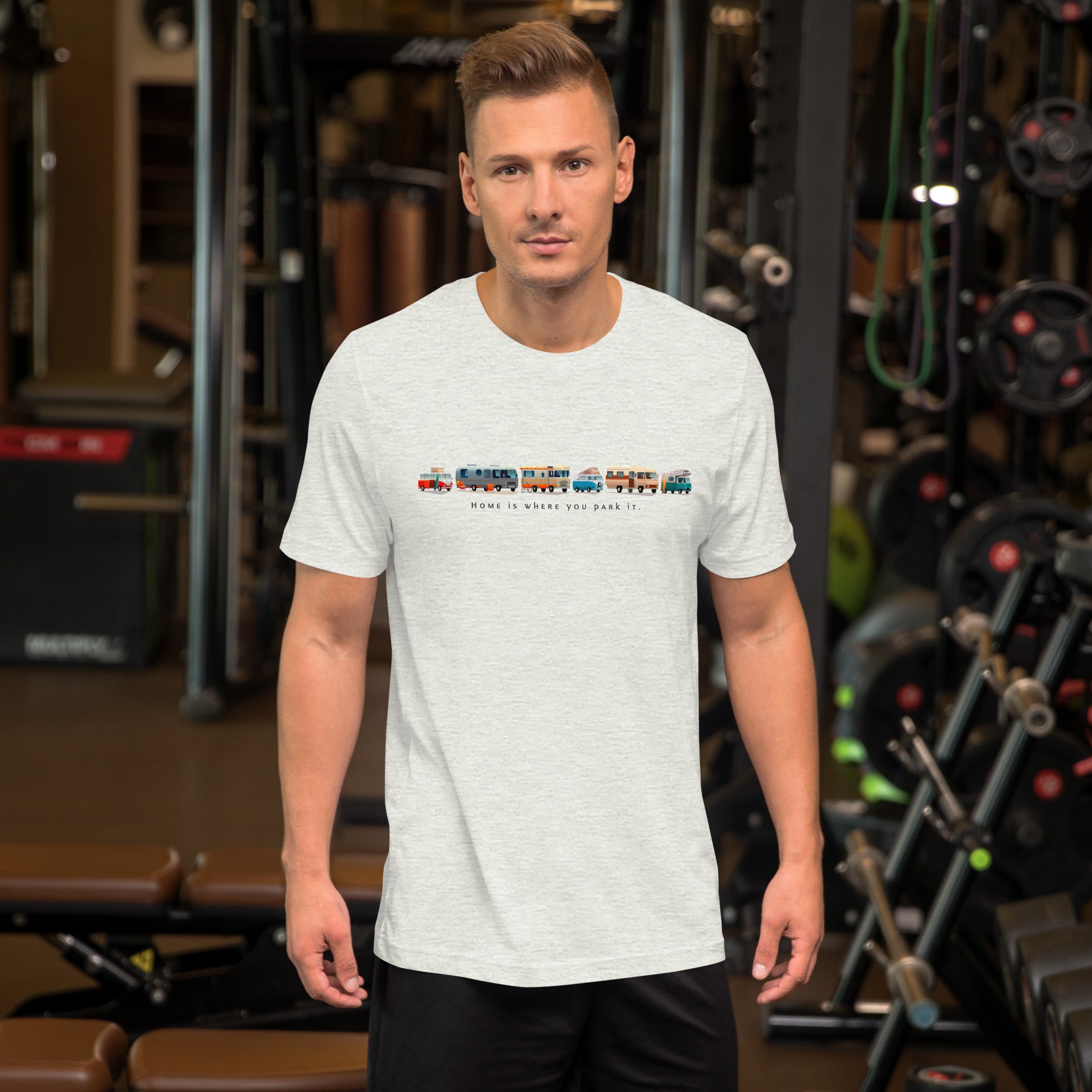 T-shirt en coton unisexe Vintage Campers sur couleurs chinées claires