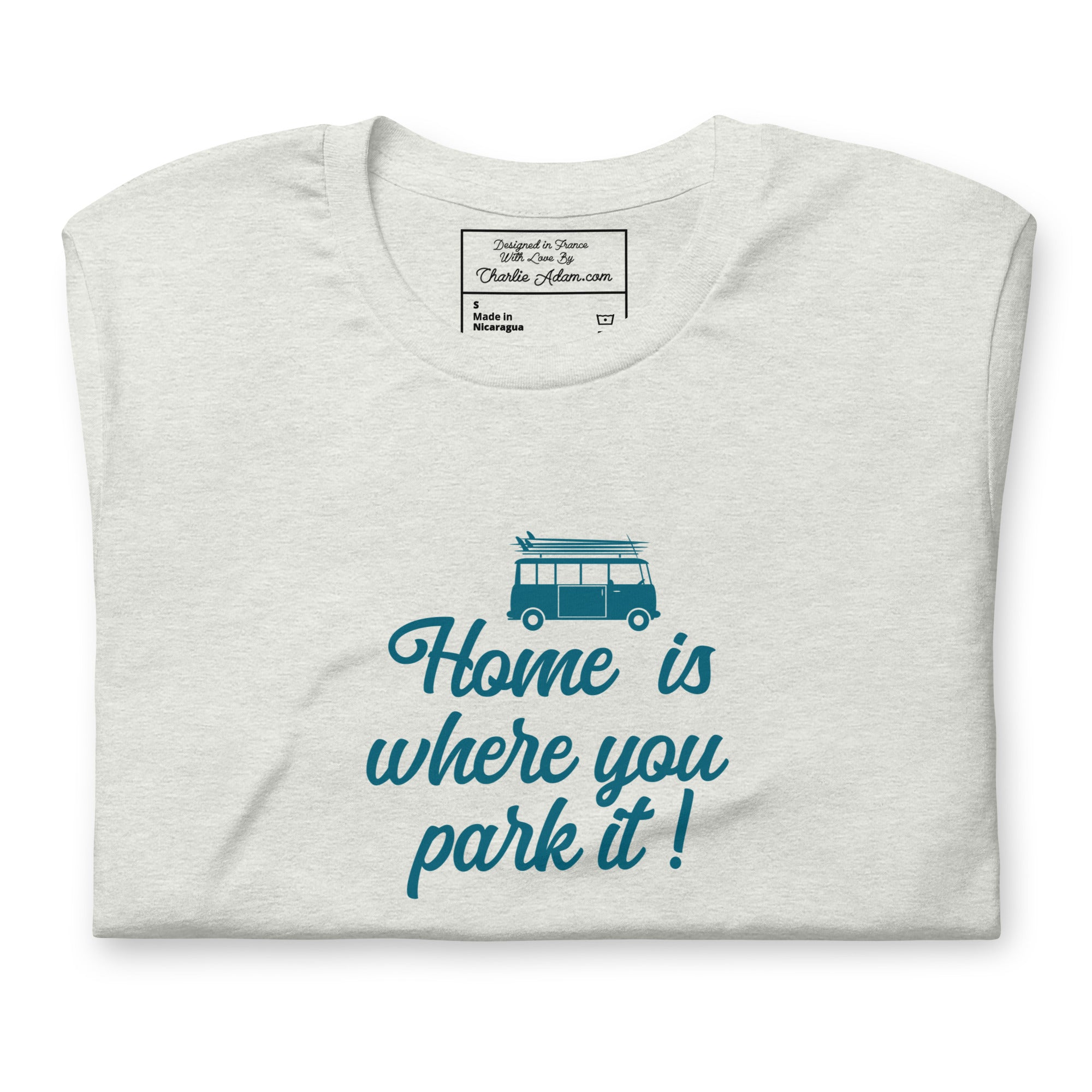 T-shirt en coton unisexe Blue Surf Combi sur couleurs chinées claires