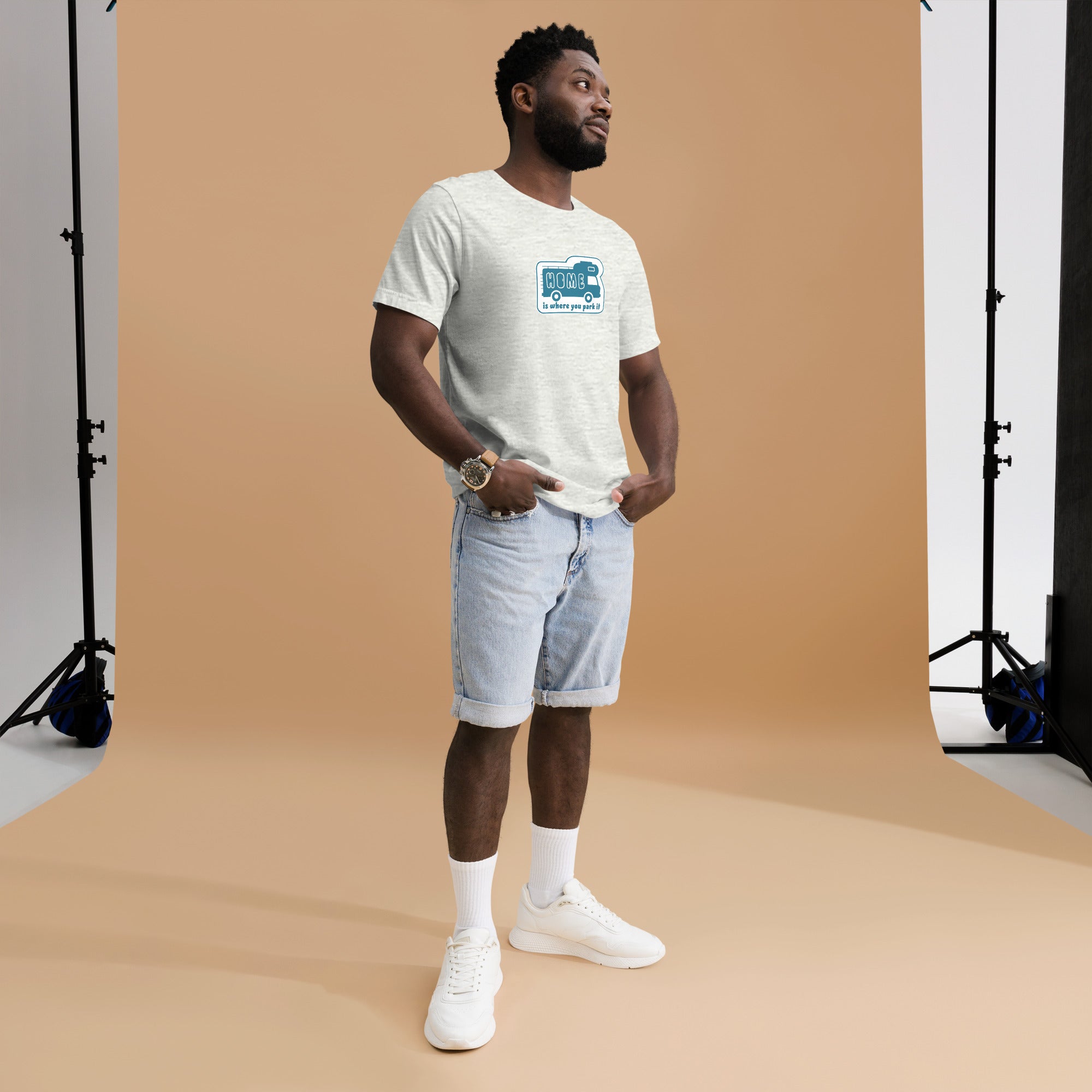 Unisex cotton t-shirt Bold Camper Van on light heather colors