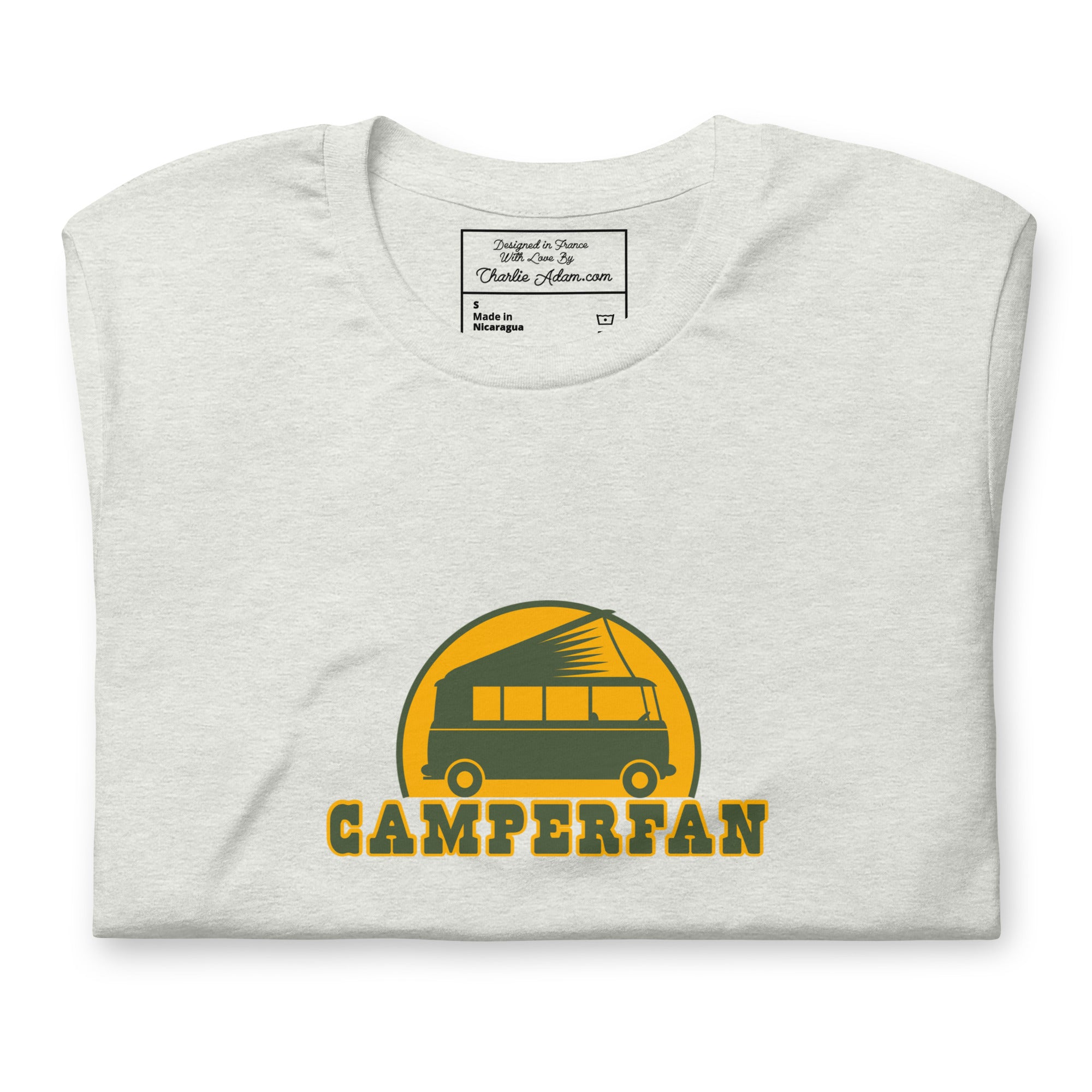 Unisex t-shirt Camperfan on light heather colors