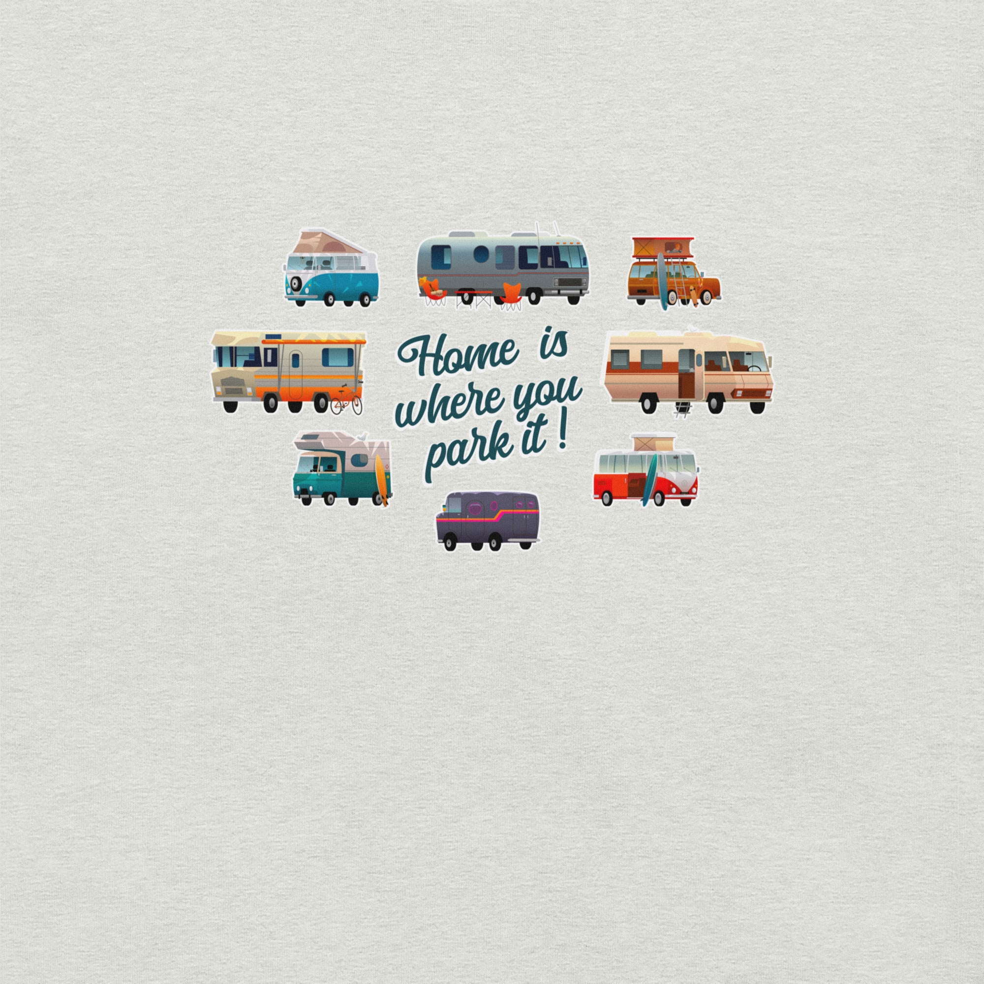 T-shirt en coton unisexe Square Vintage Campers sur couleurs chinées claires