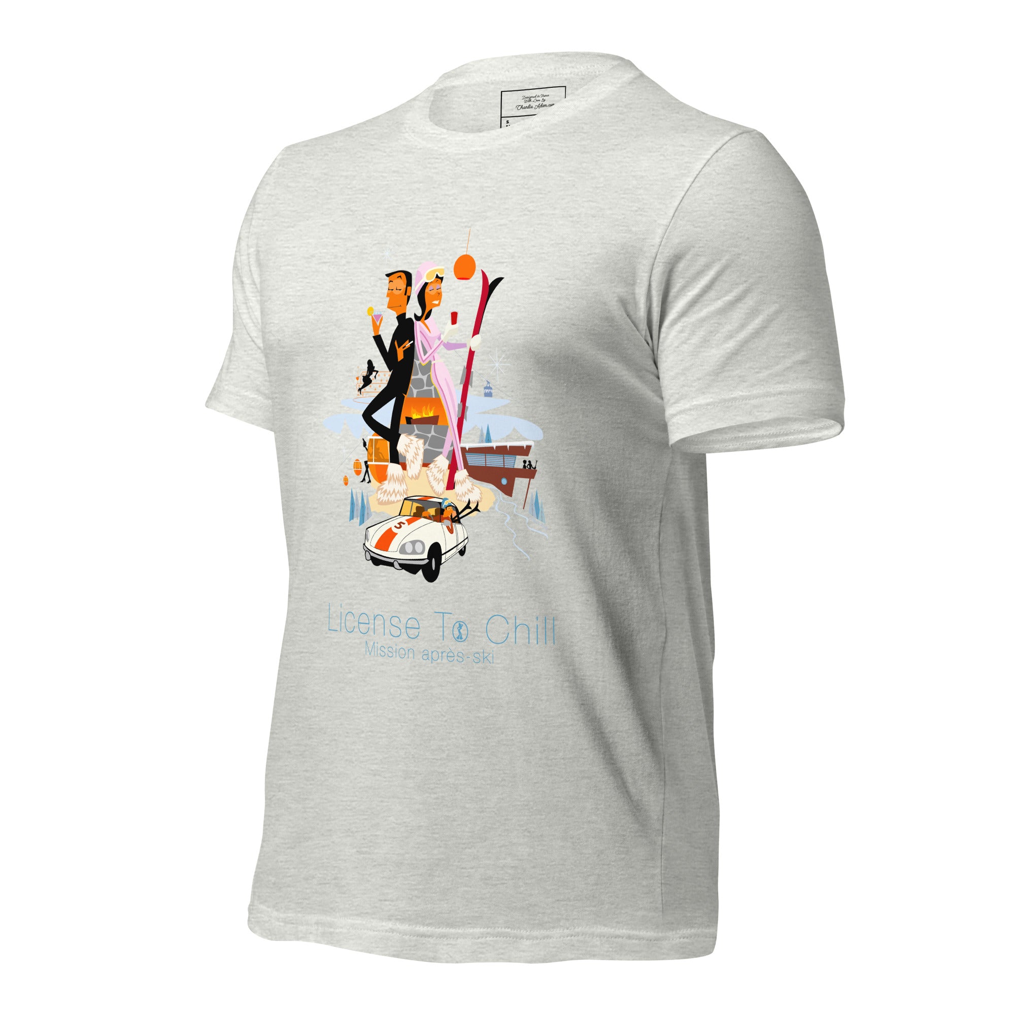 T-shirt en coton unisexe License To Chill Mission Après-Ski sur couleurs claires