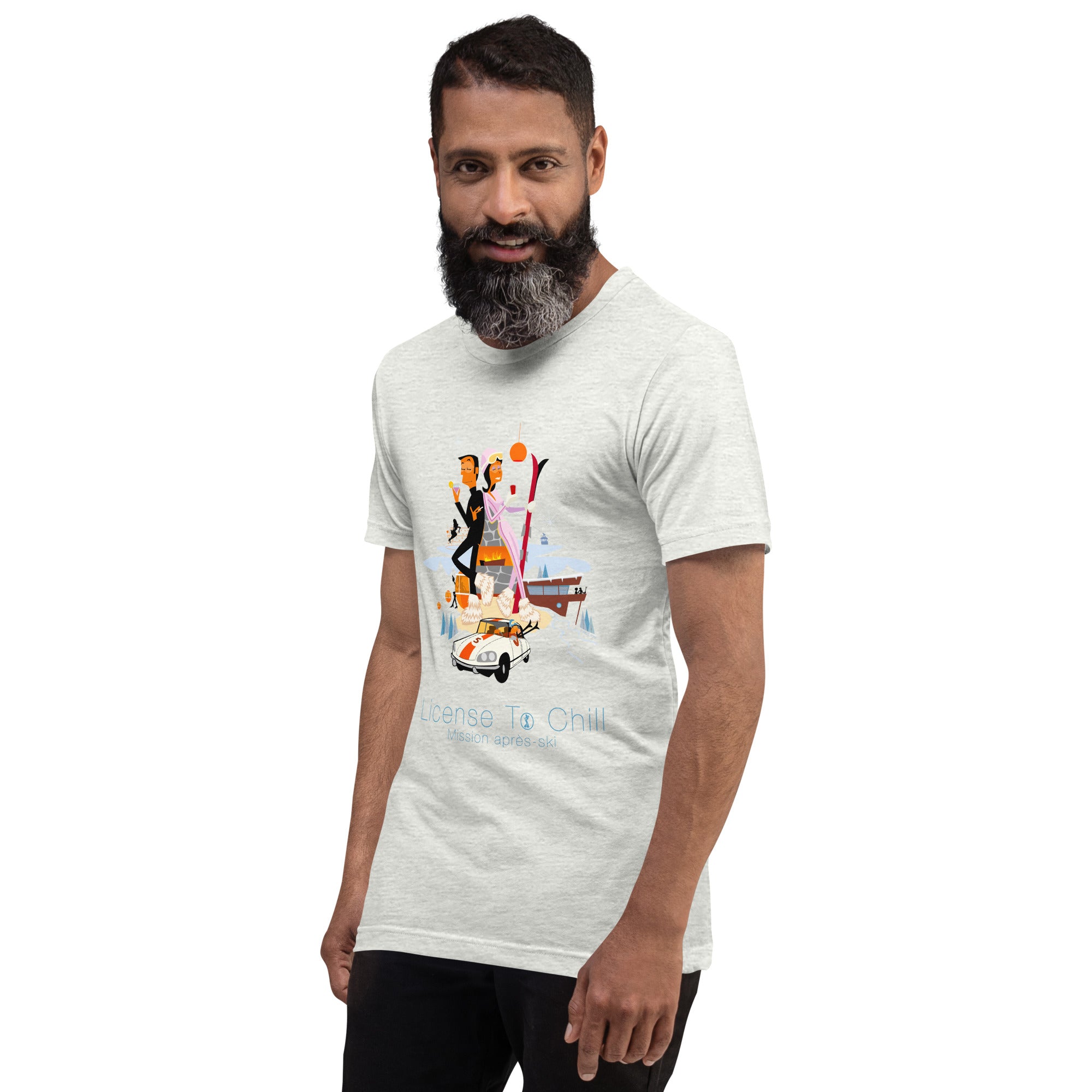 T-shirt en coton unisexe License To Chill Mission Après-Ski sur couleurs claires