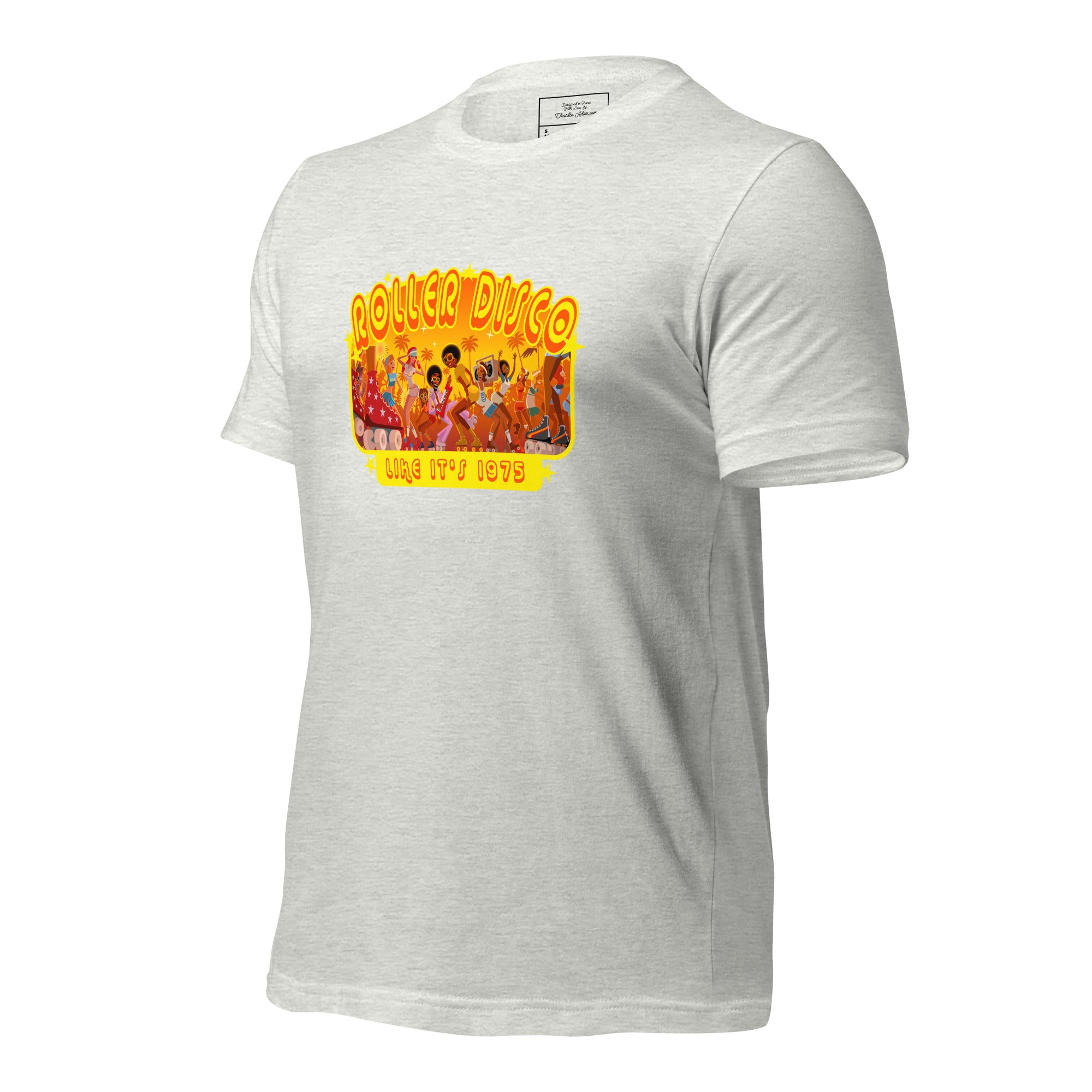 T-shirt en coton unisexe Roller Disco 1975 sur couleurs claires