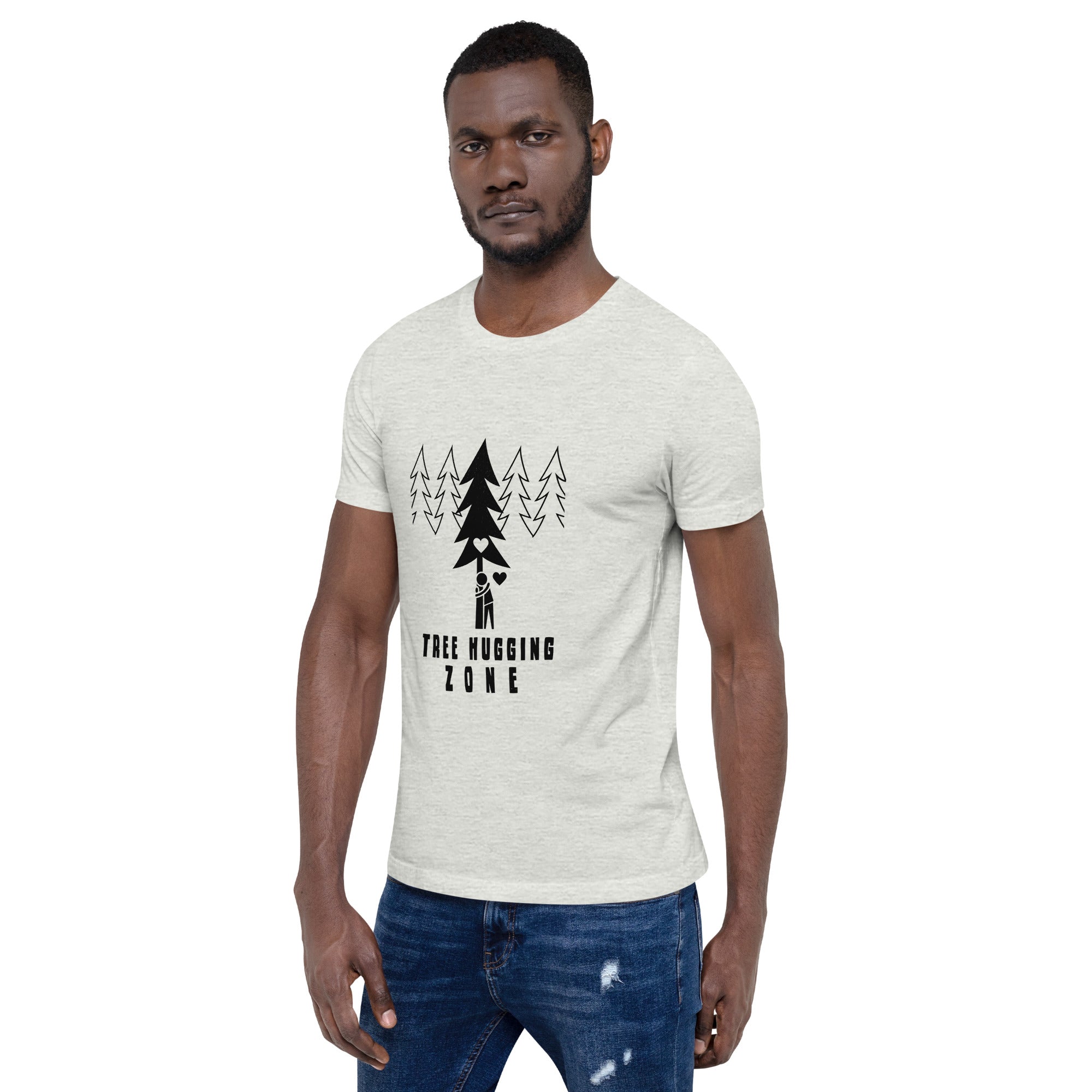 Unisex t-shirt Tree hugging zone on light heather colors