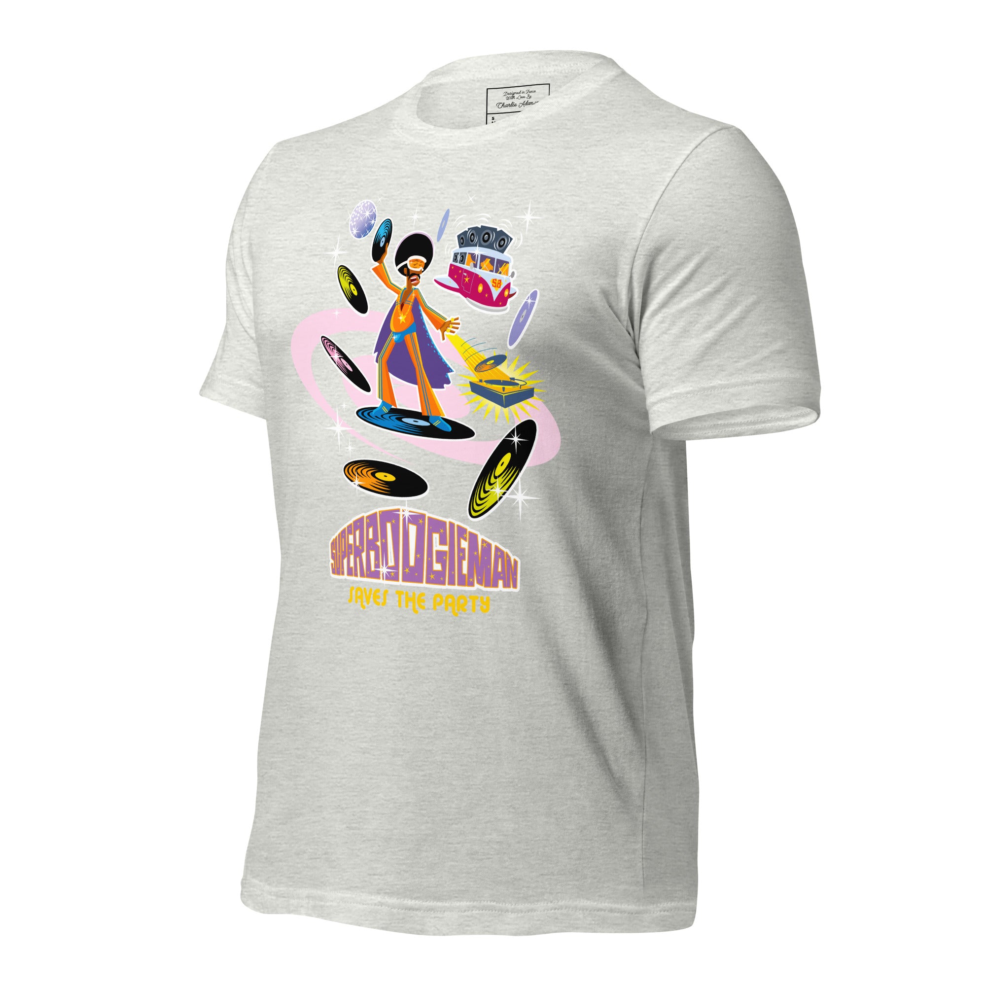 Unisex t-shirt Superboogieman saves the Party on light heather colors