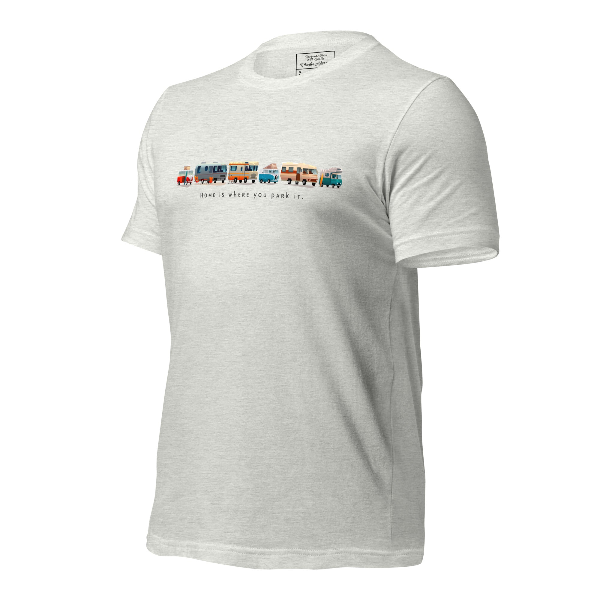 T-shirt en coton unisexe Vintage Campers sur couleurs chinées claires