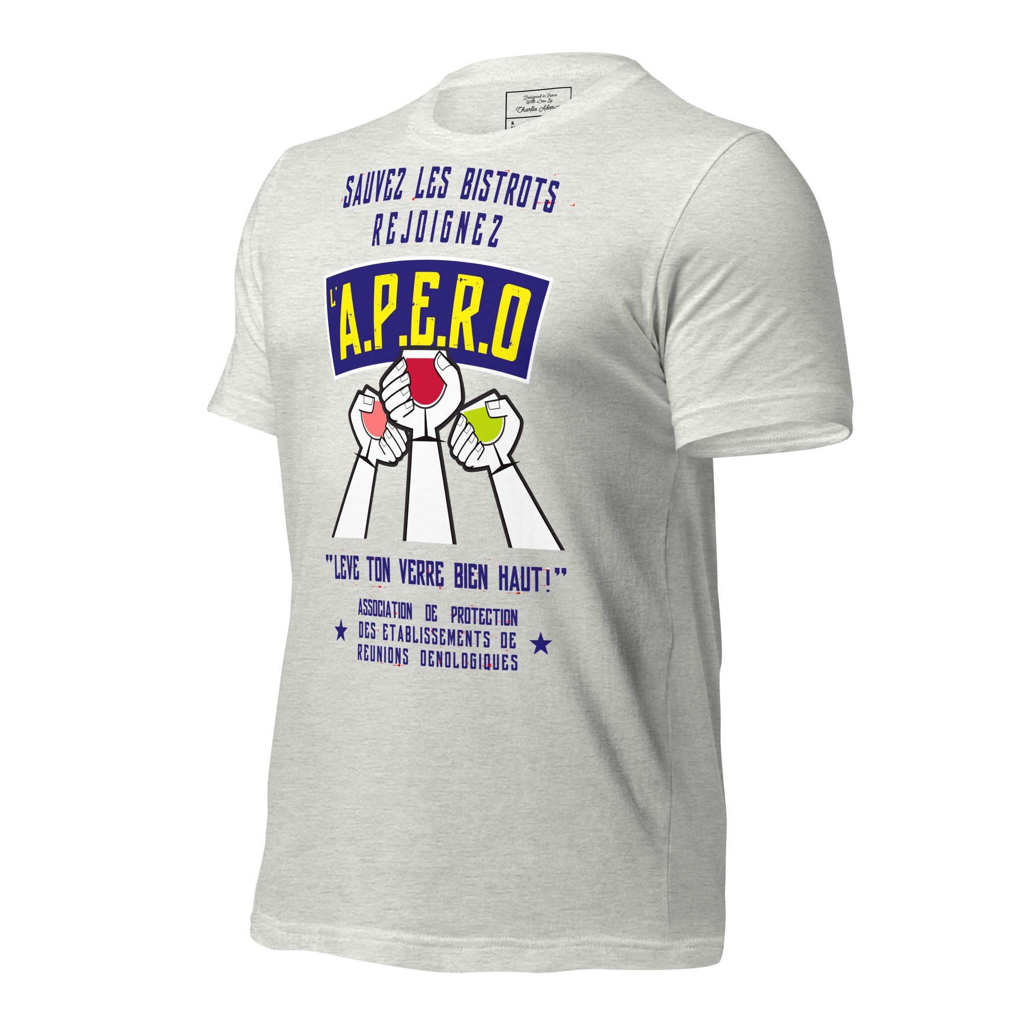 Unisex cotton t-shirt Sauvez les Bistrots, rejoignez l'Apéro on light heather colors
