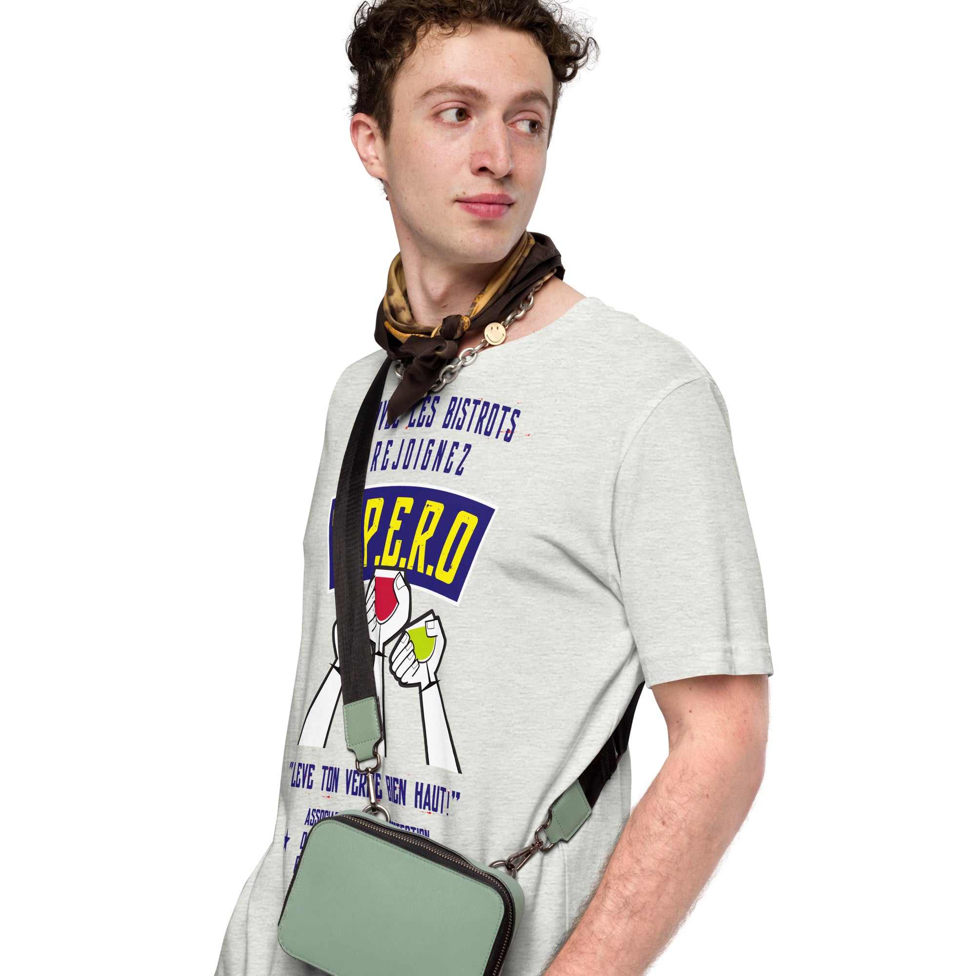 Unisex cotton t-shirt Sauvez les Bistrots, rejoignez l'Apéro on light heather colors