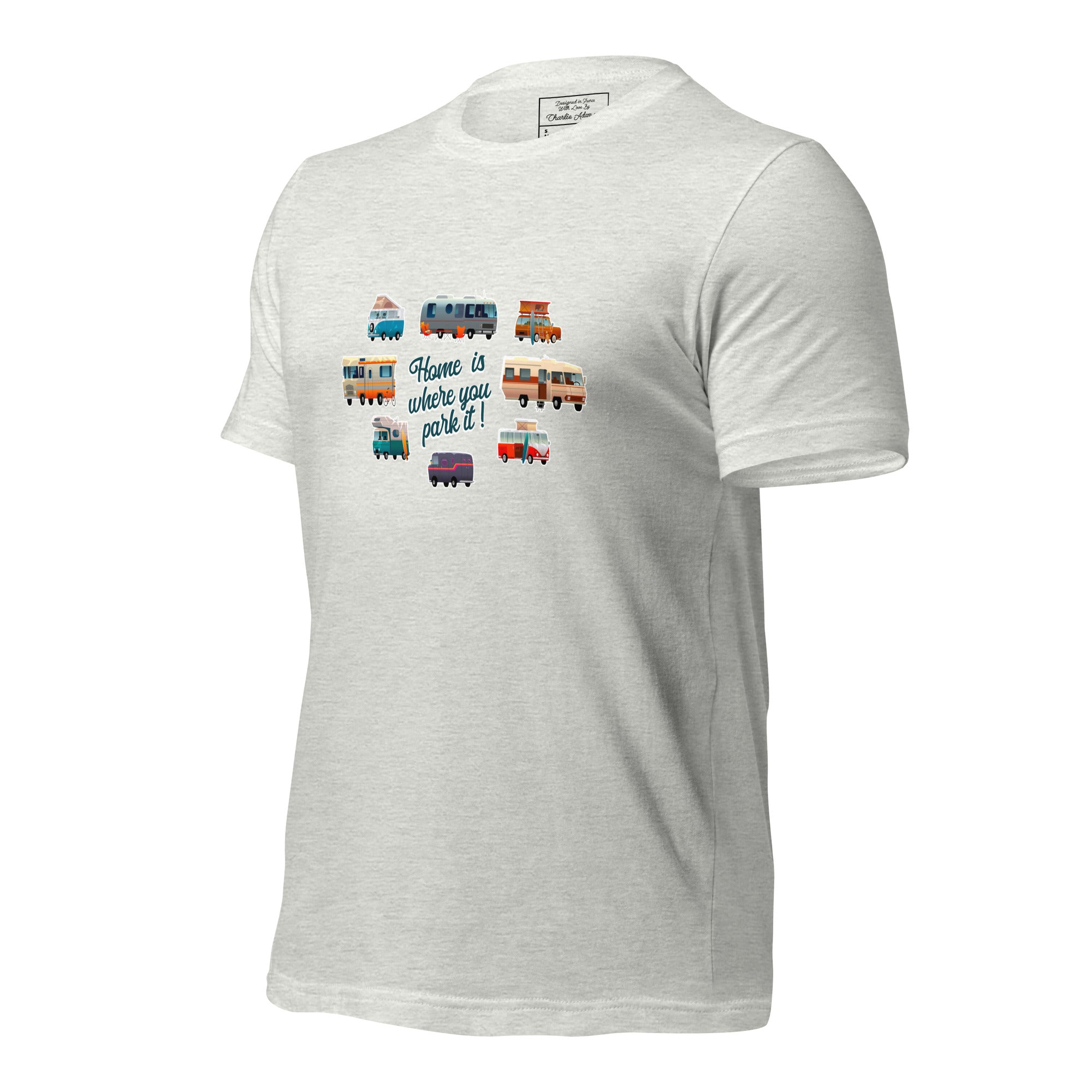 T-shirt en coton unisexe Square Vintage Campers sur couleurs chinées claires
