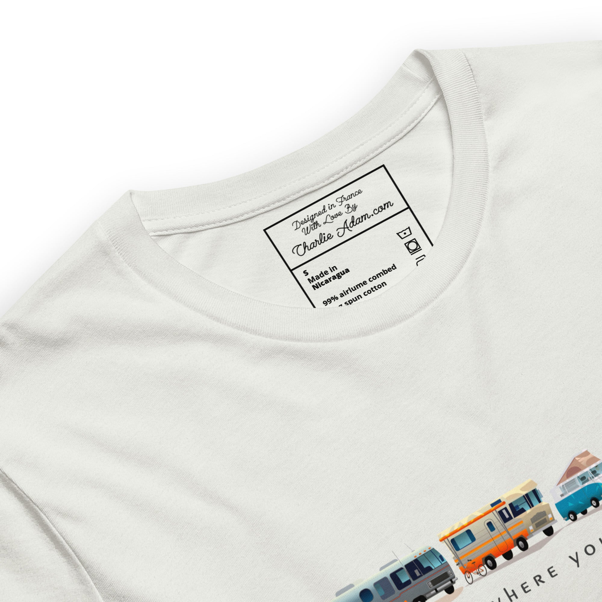 T-shirt en coton unisexe Vintage Campers sur couleurs chinées claires