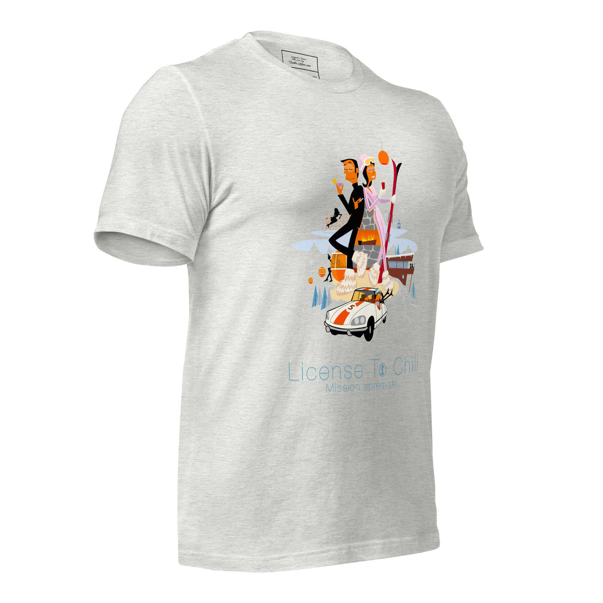 T-shirt en coton unisexe License To Chill Mission Après-Ski sur couleurs claires