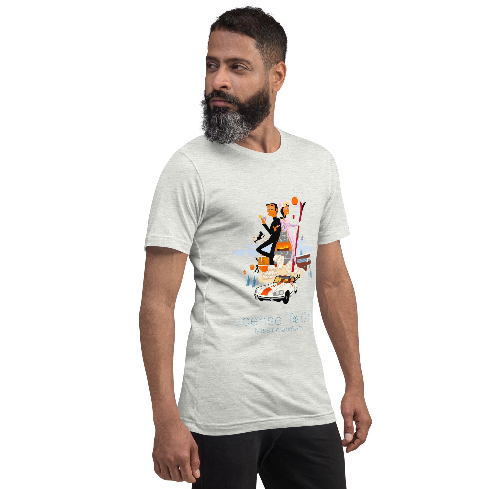 T-shirt en coton unisexe License To Chill Mission Après-Ski sur couleurs claires