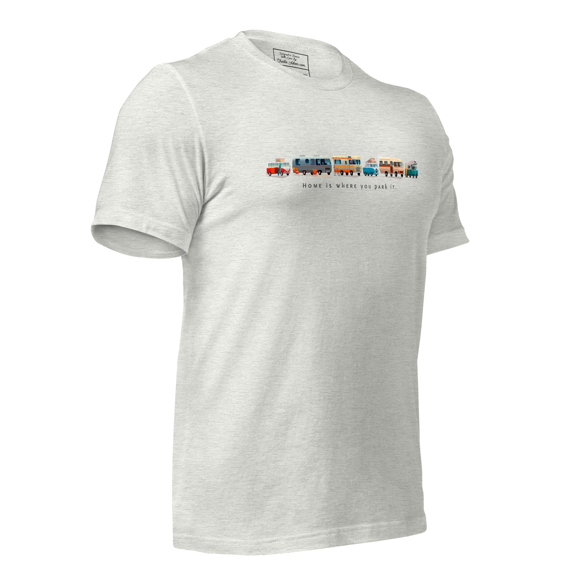 T-shirt en coton unisexe Vintage Campers sur couleurs chinées claires
